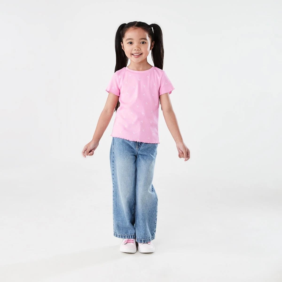 6 Short Sleeve Rib T-shirt CUTE BOWS PRISMATIC PINK, 6 of 7
