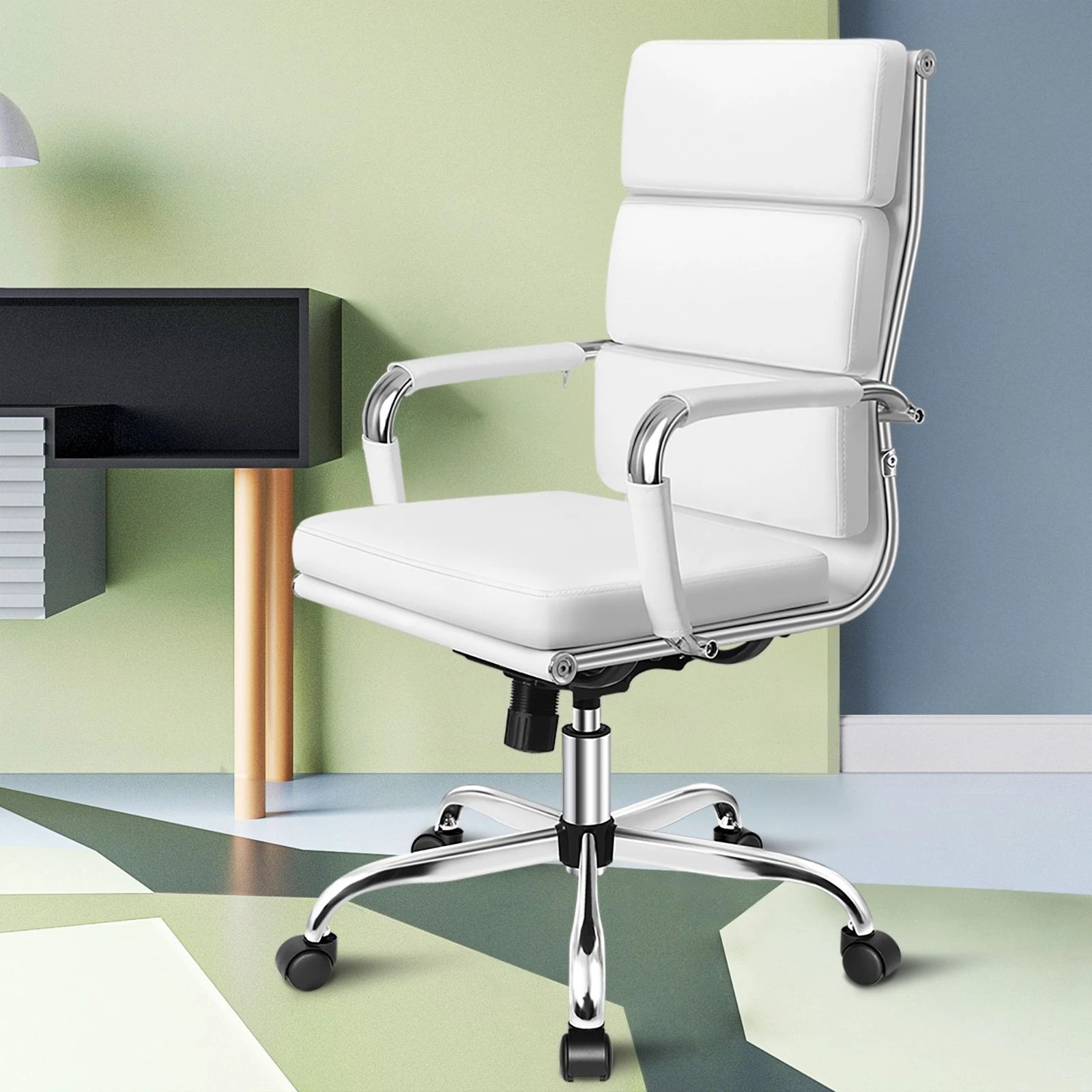6 Alfordson Office Chair Ergonomic Paddings Executive Computer Work Seat High Back - White, 6 of 10