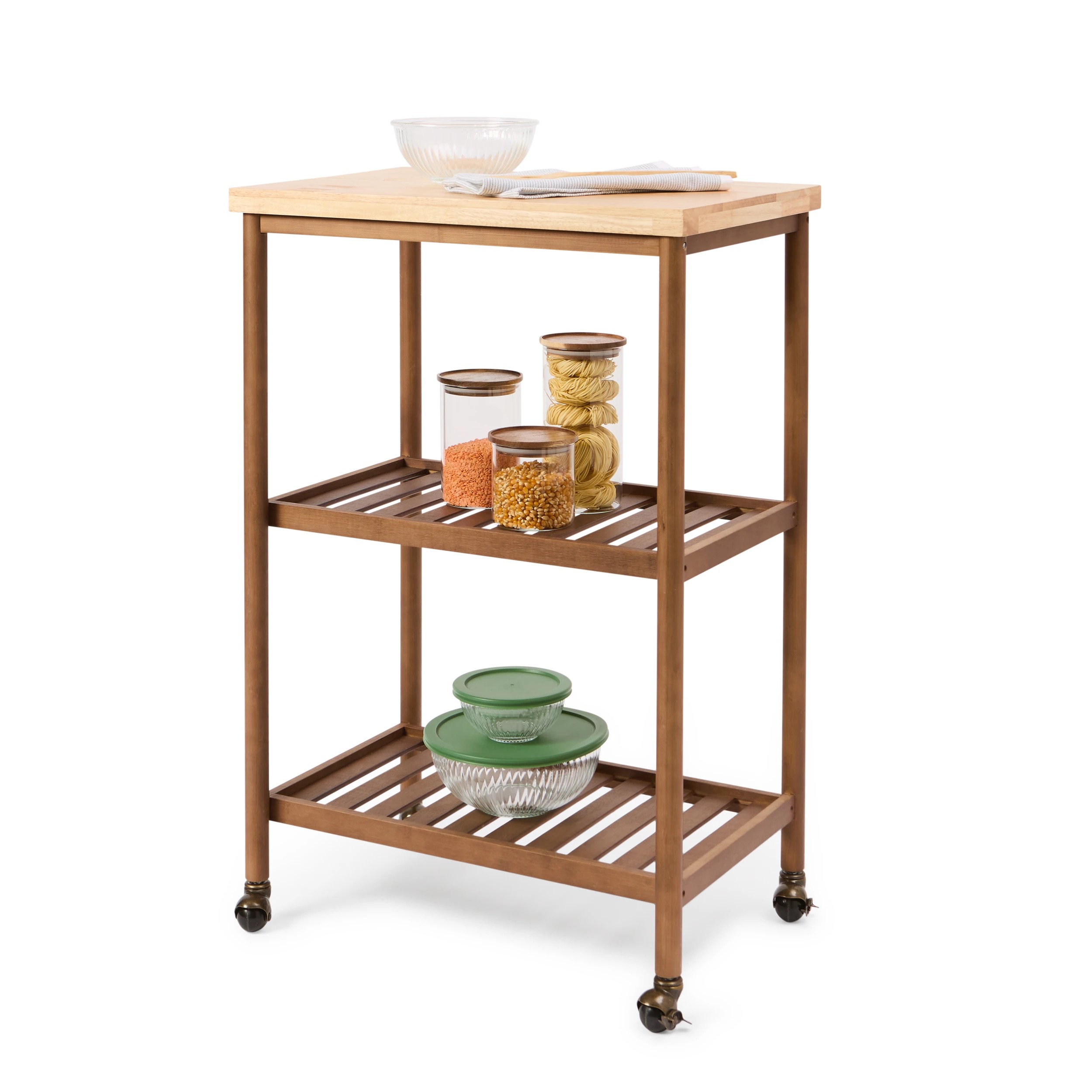 1 Wood Look Kitchen Trolley, 1 of 8
