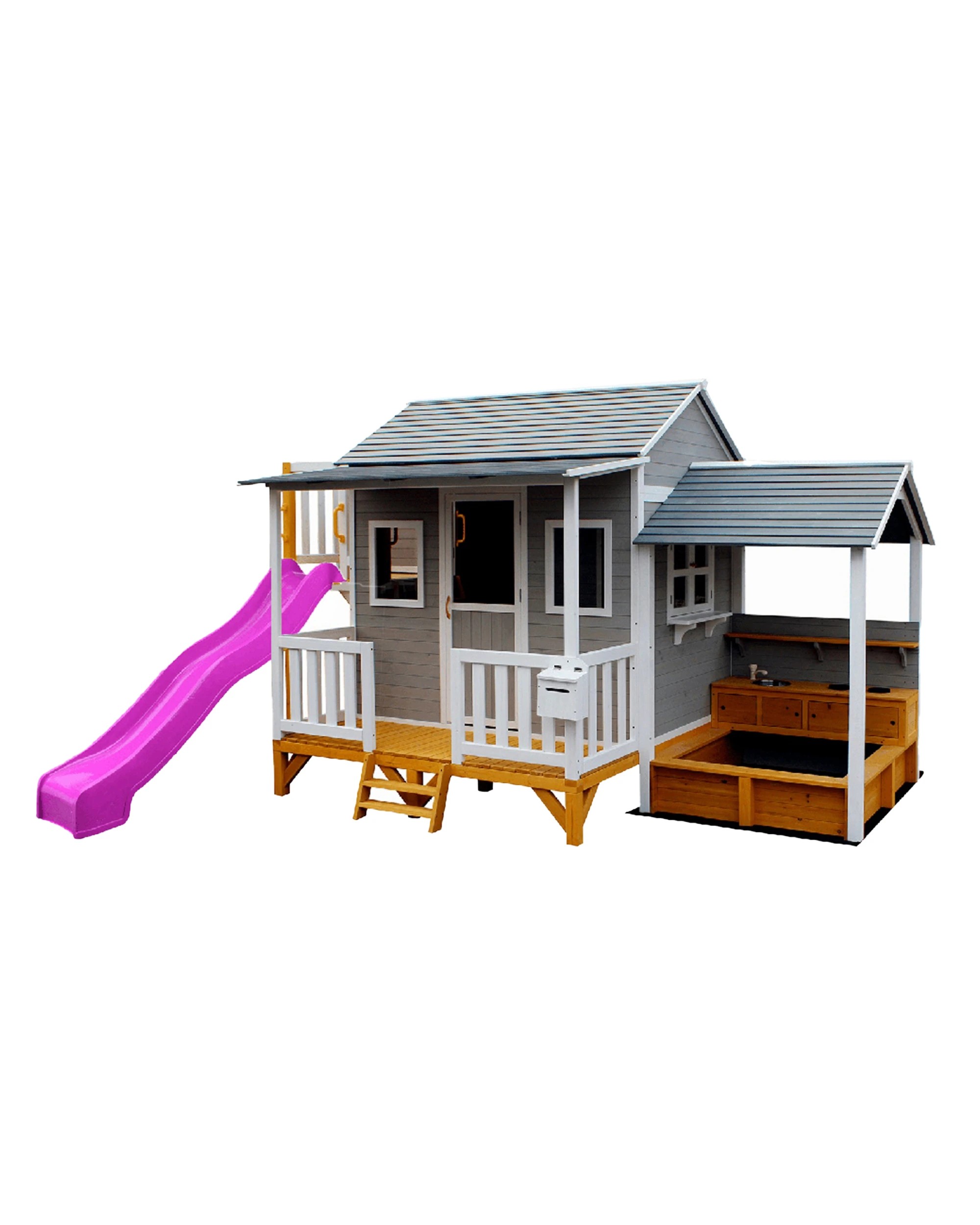 1 KIDZSHACK Delightful Kids Wooden Cubby House Mud Kitchen Slide Fort 3y+ - Purple, 1 of 3