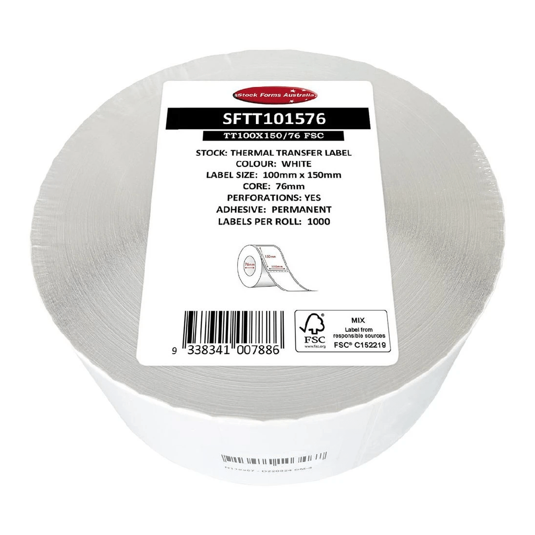 1 Stock Form Thermal Transfer Labels 100 x 150mm 1000 Pack, 1 of 2