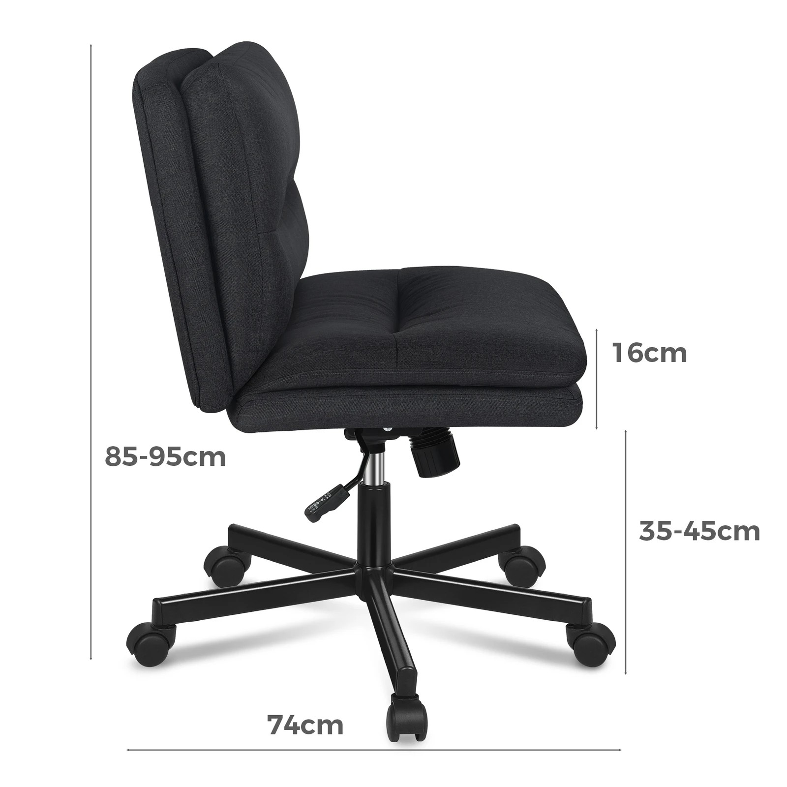 7 Alfordson Desk Chair Office Computer Armless Wide Seat Mid Back Fabric - Black, 7 of 7