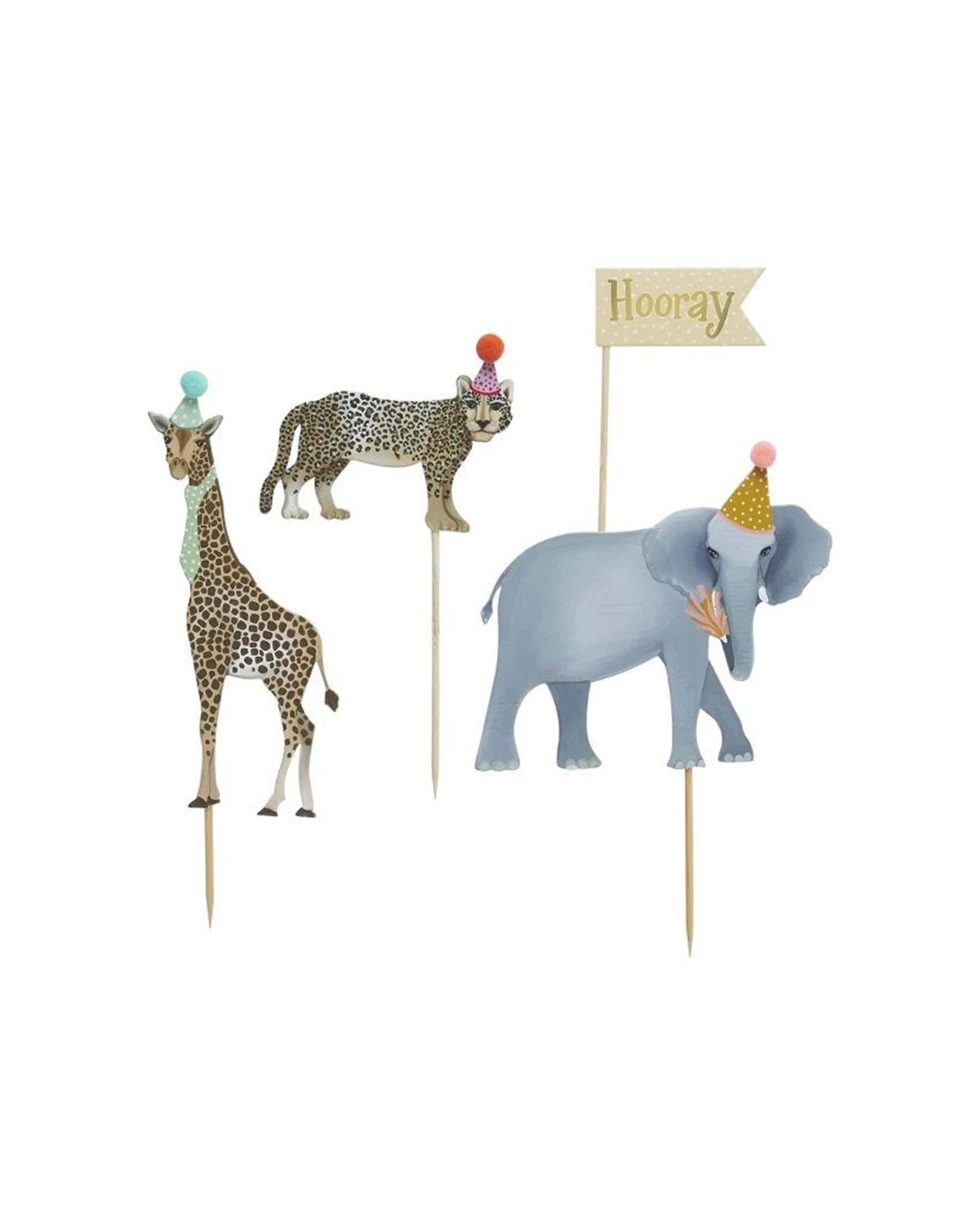 1 Anagram 3pc Party Animals Cake Topper Set Giraffe Leopard Elephant - Multi, 1 of 1