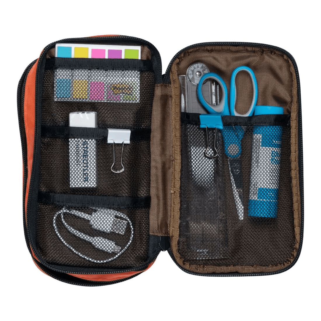 4 Lihit Lab Double Zip Mutli Compartment Pencil Case Orange, 4 of 5