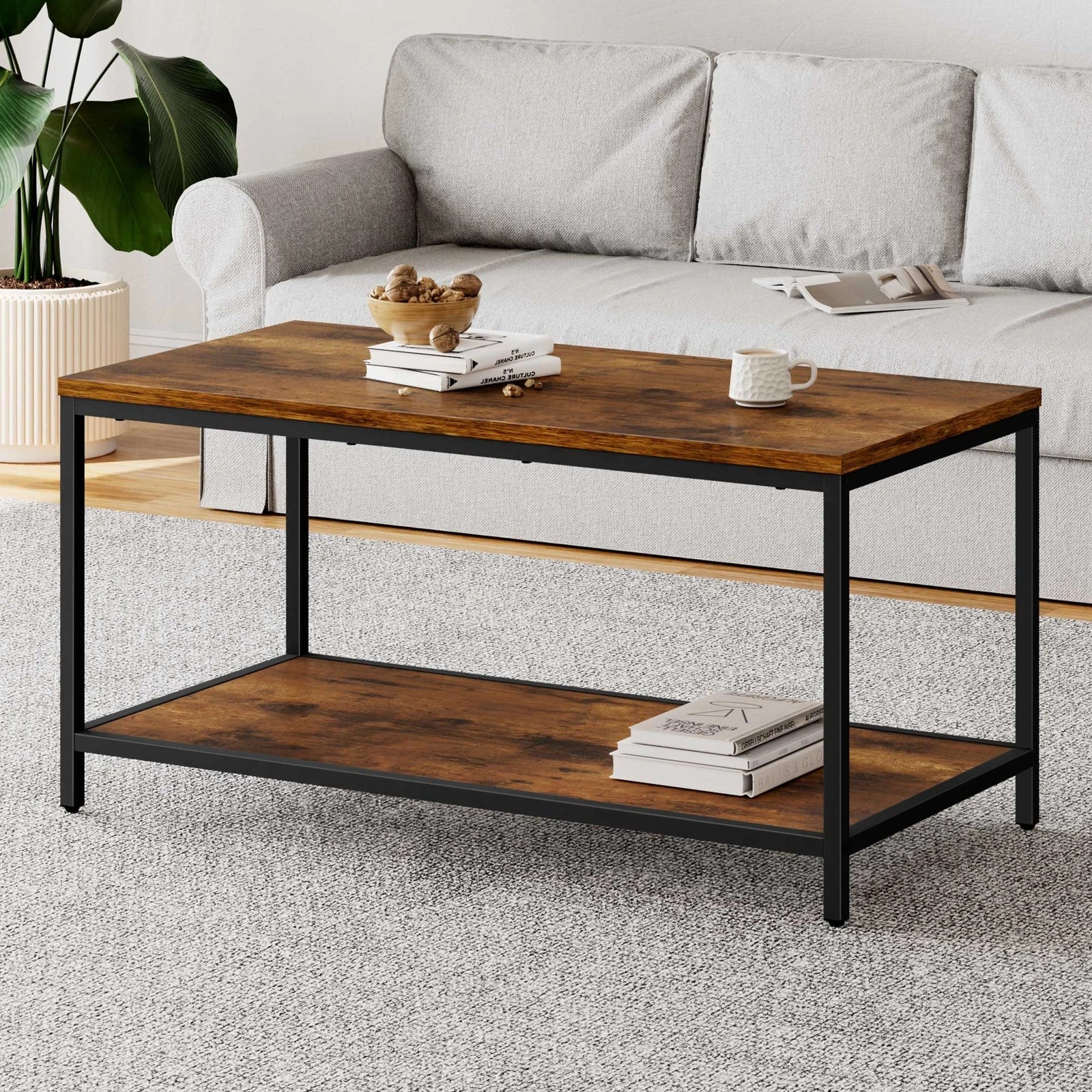 9 Alfordson Coffee Table 2-tier Industrial Side Table, 9 of 9