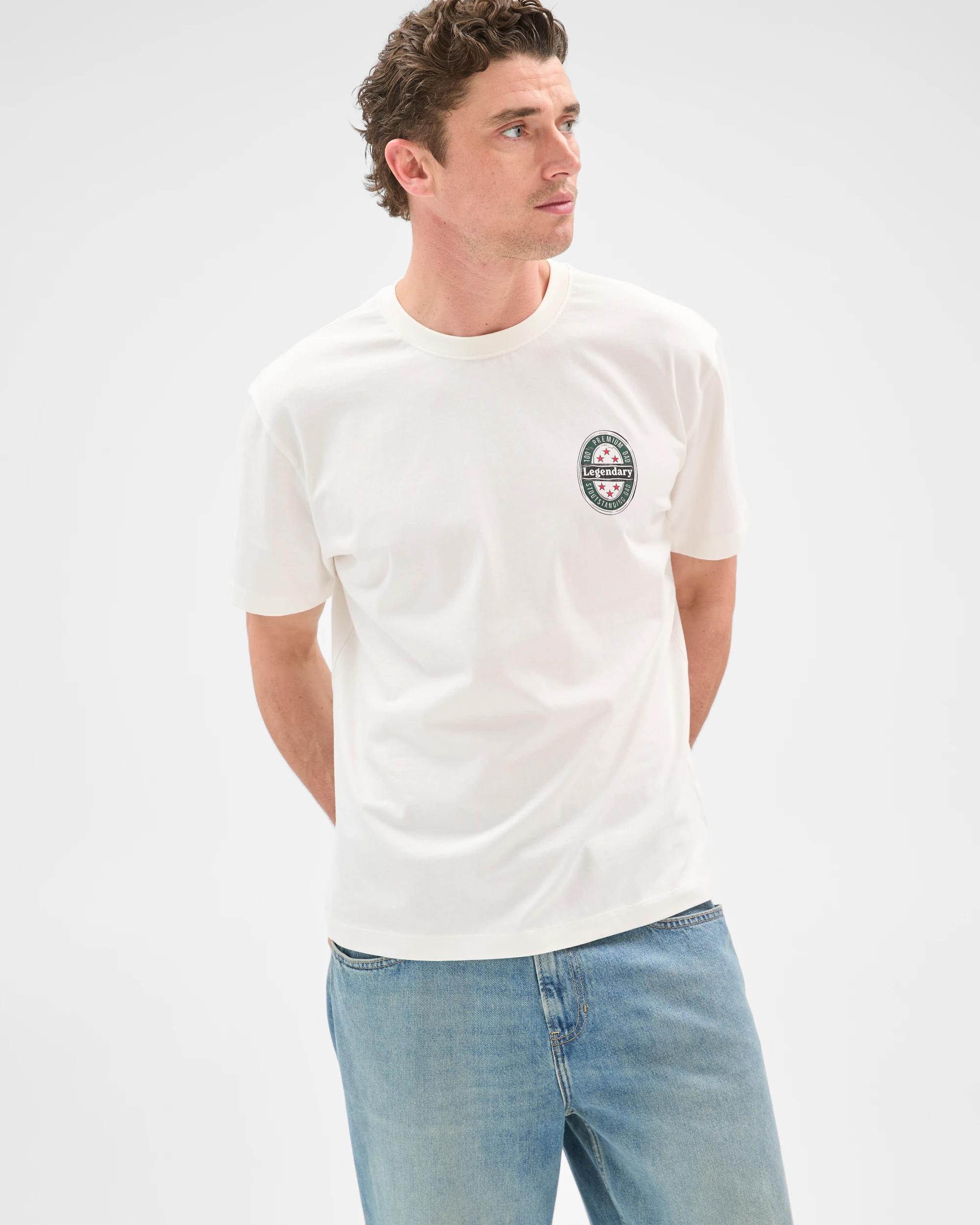 1 Target Man Australian Cotton Short Sleeve T-Shirt WHITE LAGER THAN LIFE, 1 of 6