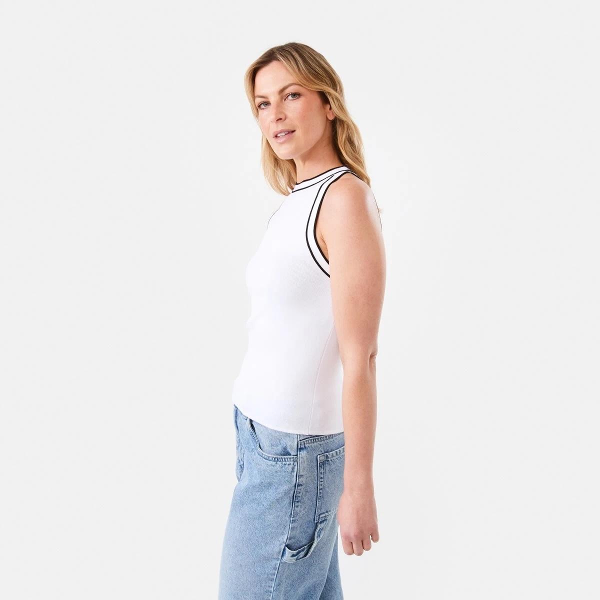 3 Sleeveless True Knit Cutaway Top Wht Blk, 3 of 7