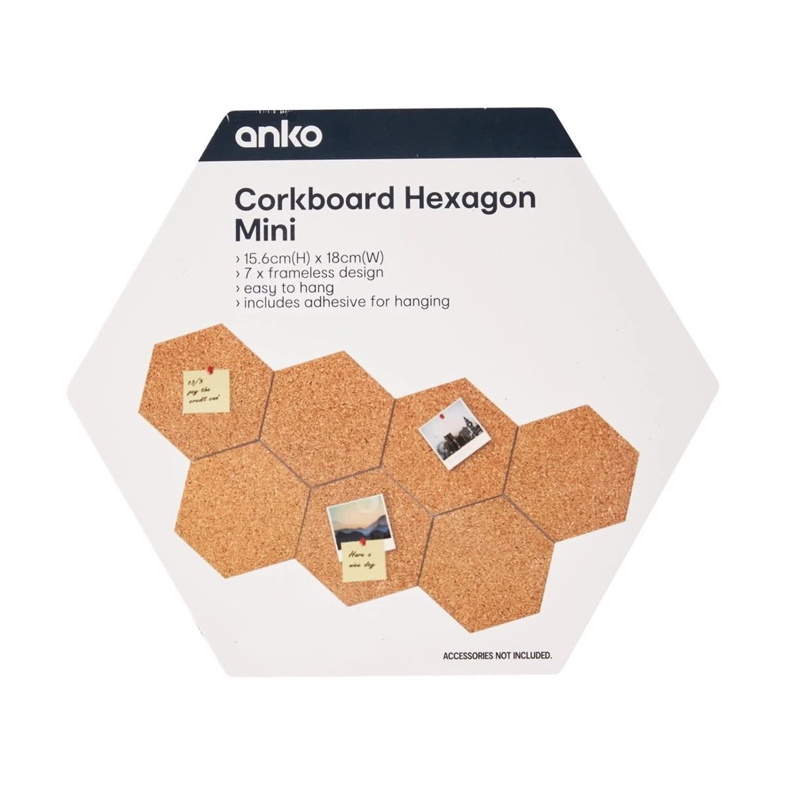 1 7 Piece Mini Corkboard Hexagons, 1 of 4