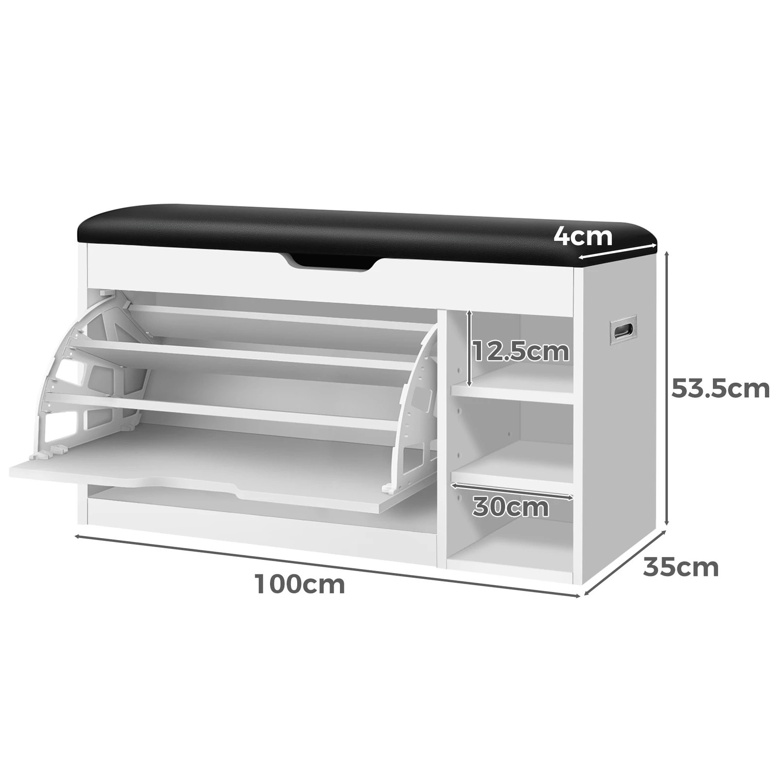 9 Alfordson Shoe Cabinet Bench Storage Rack Organiser Shelf 18 Pairs - White, 9 of 10