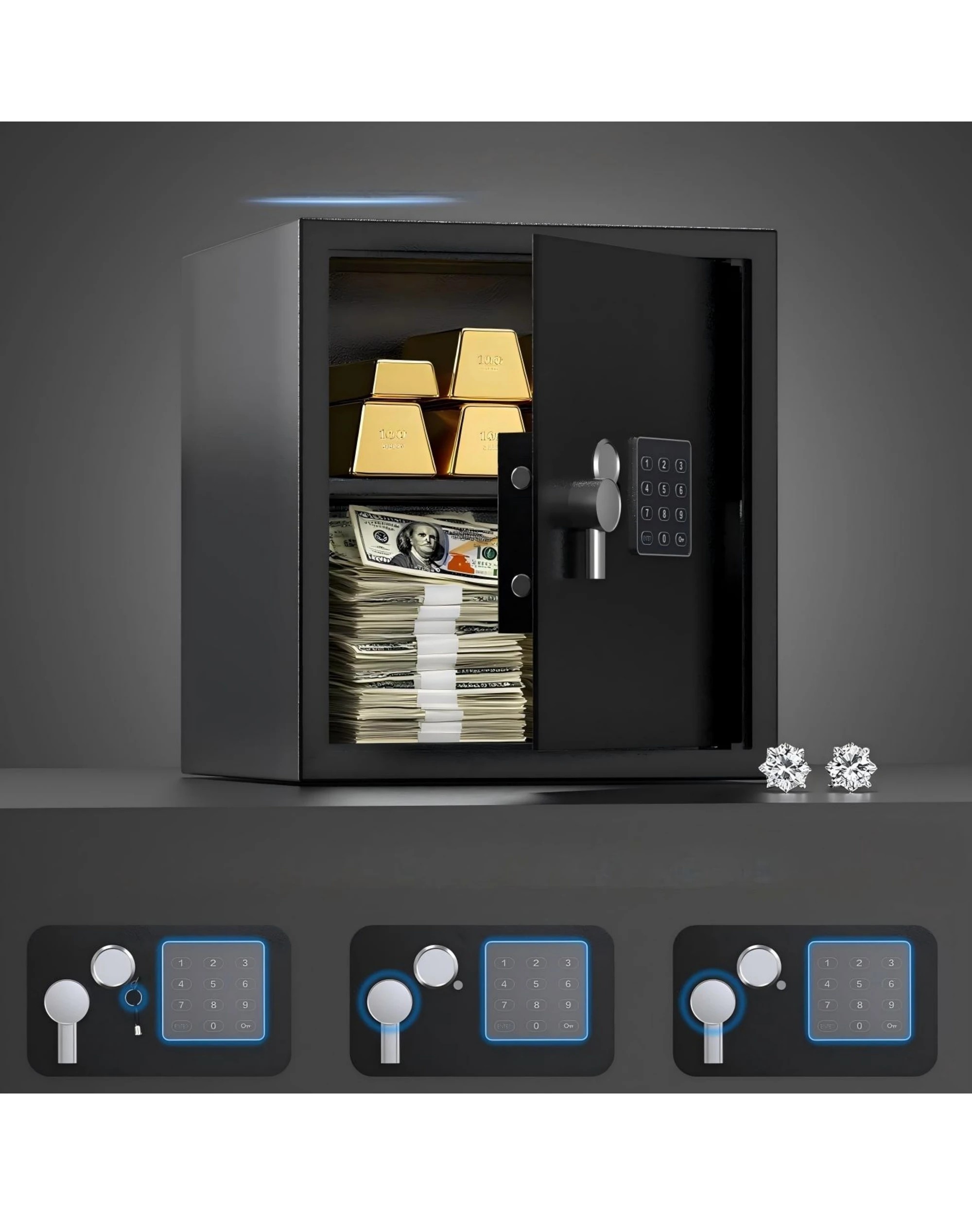 4 Advwin Security Safe and Lock Box 50 L/1.77Cubic Feet - Black, 4 of 8