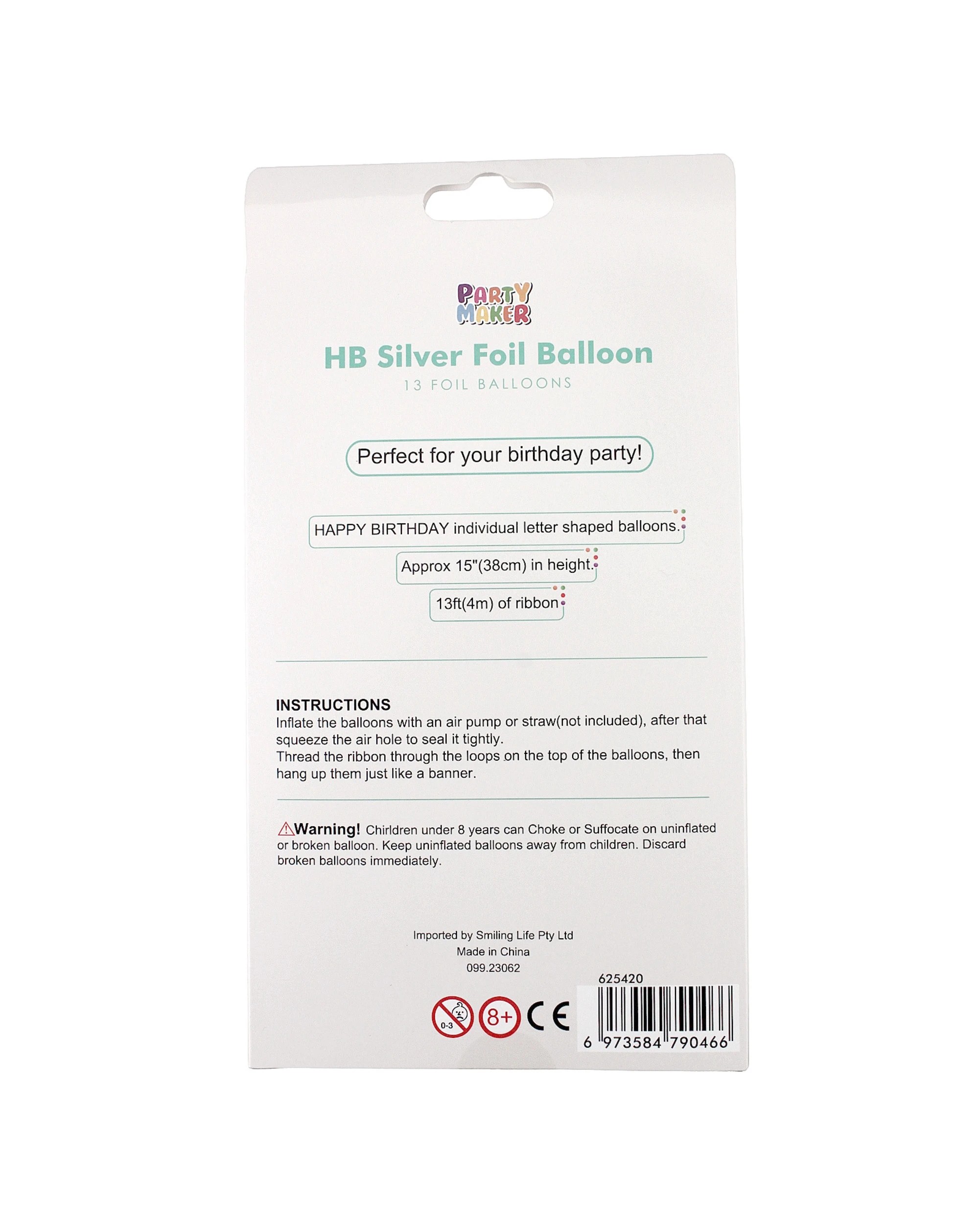 3 Partyrama Silver Happy Birthday Foil Letter Balloon Banner Air Fill - Silver, 3 of 5