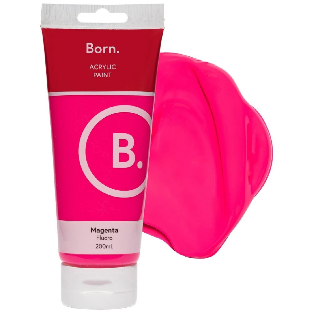 1 Born Acrylic Paint 200mL Fluoro Magenta, 1 of 3