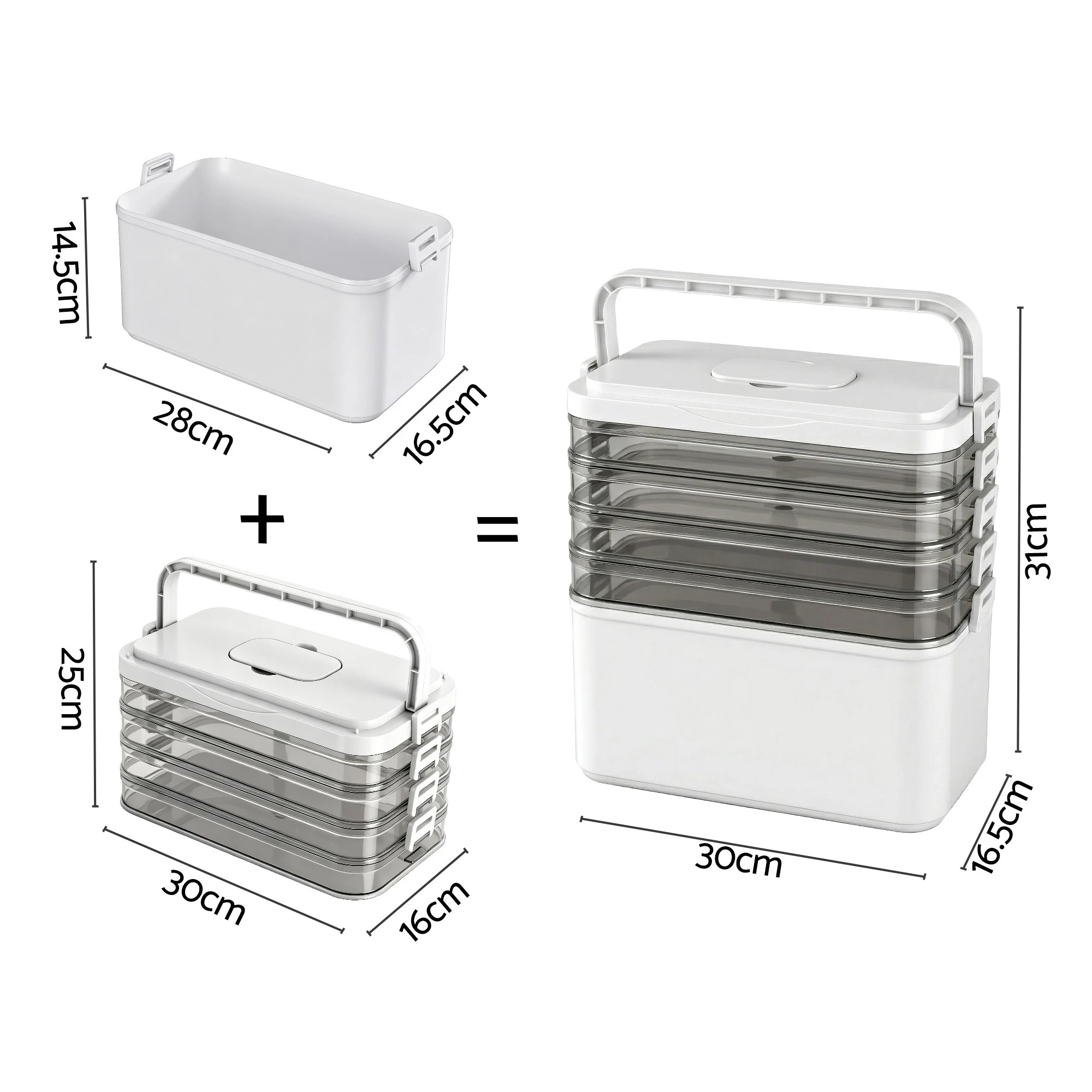 2 Artiss 5 Tier Portable Storage Box Detachable with Handles Plastic Clear - White, 2 of 8