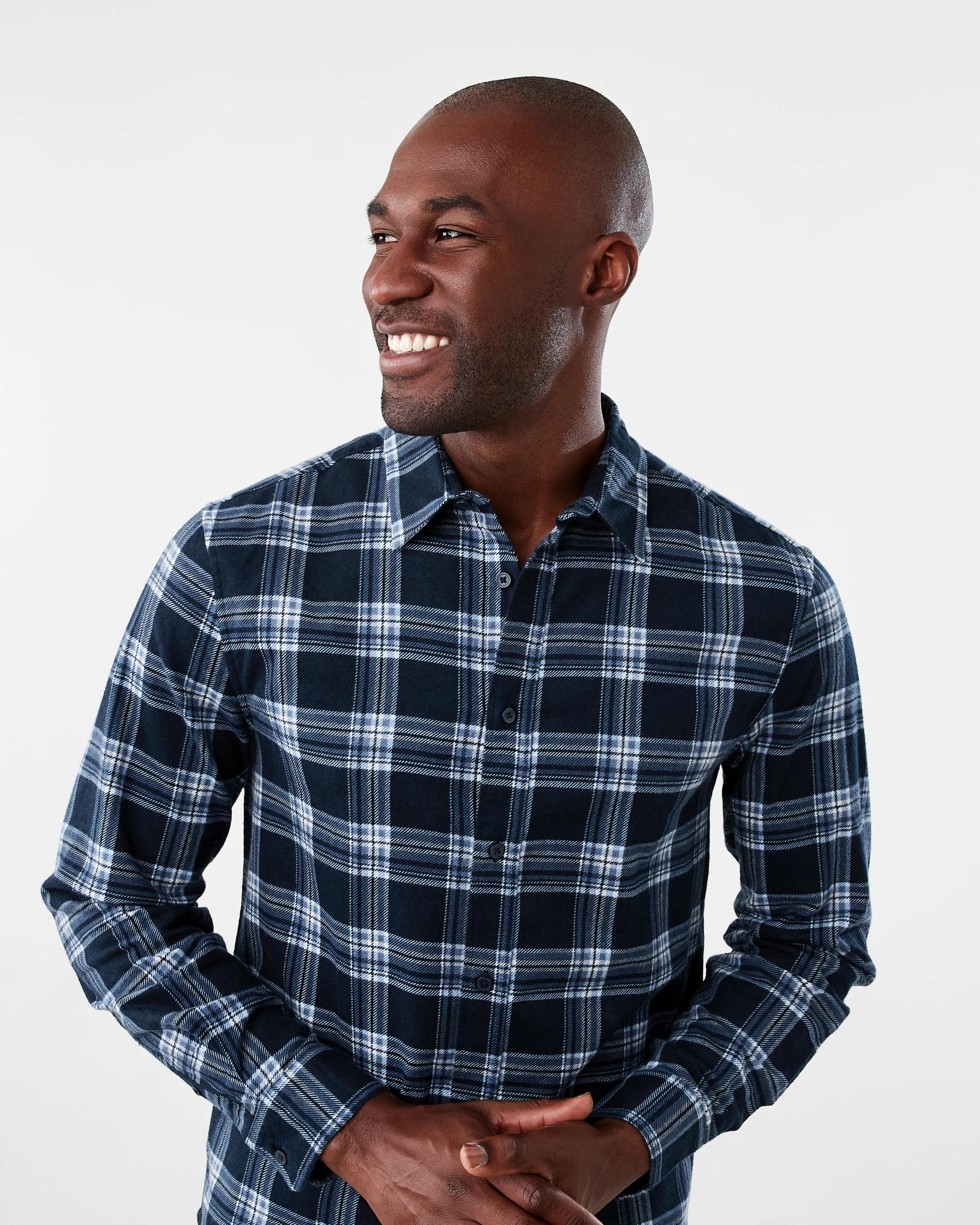 4 Long Sleeve Printed Plaid Shirt Nvy Check, 4 of 7
