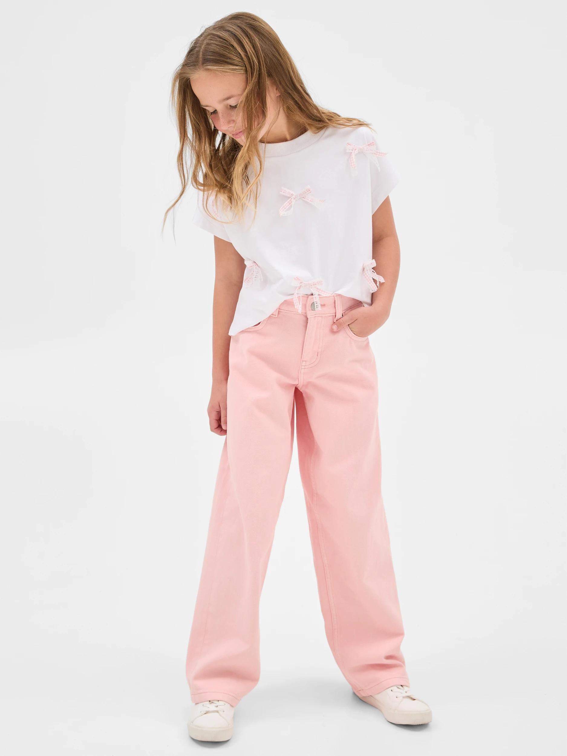 1 Target Wide Leg Denim Jeans PINK, 1 of 5