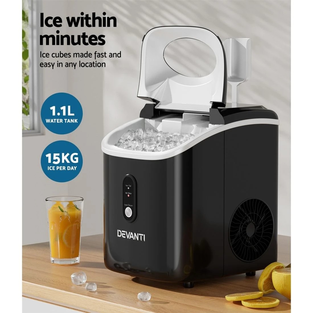 5 Devanti 15kg Nugget Ice Maker Machine - Black, 5 of 7