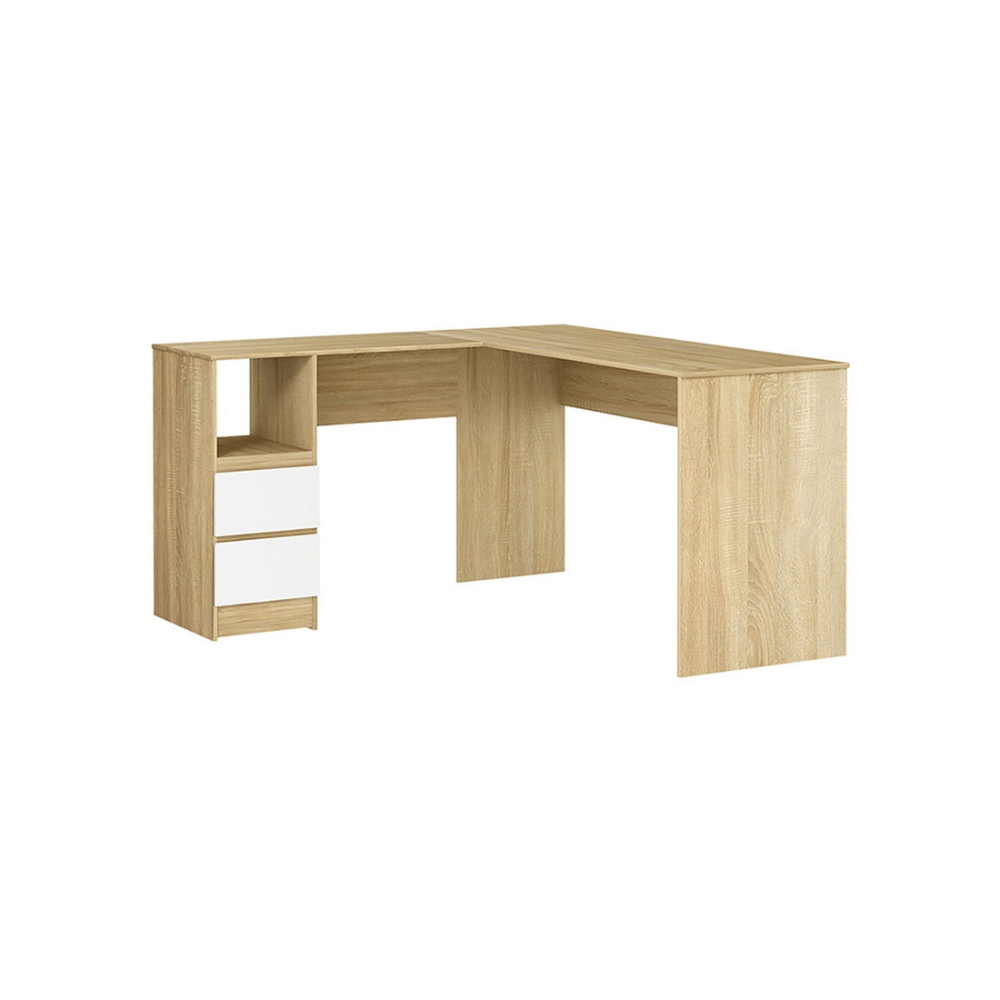 1 Artiss Computer Desk Drawer Cabinet L-Shape 136CM - Brown, 1 of 6