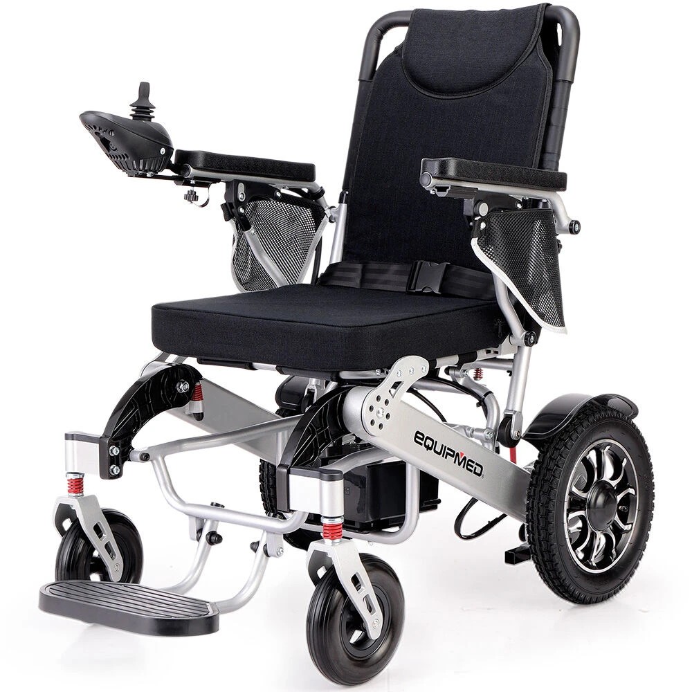 1 Equipmed PowerCruise Venture Foldable Electric Wheelchair - Black & Silver, 1 of 1
