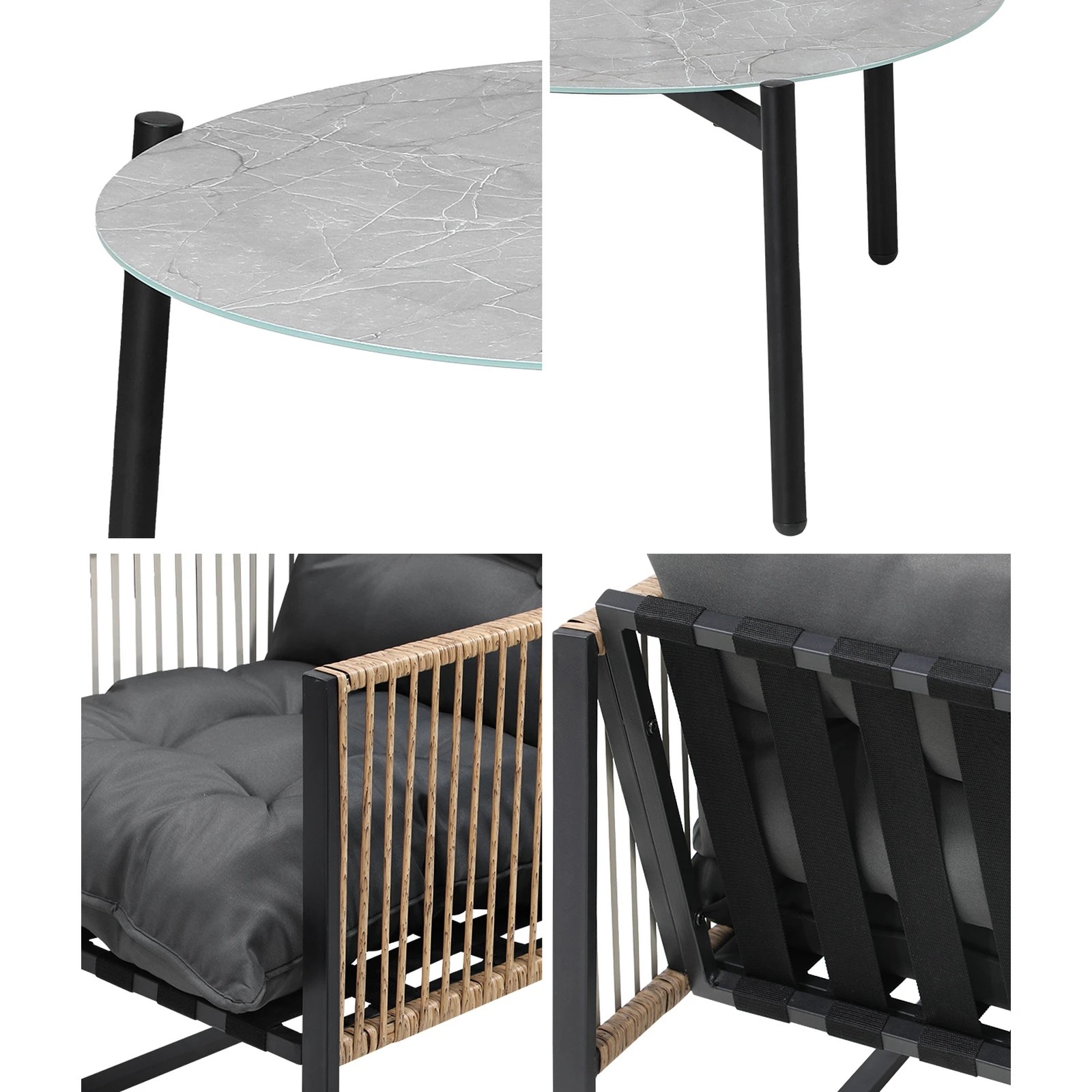 6 Livsip Outdoor Patio Set Garden Furniture 70cm Coffee Table Rattan Chairs 3pcs
 - Multi, 6 of 10