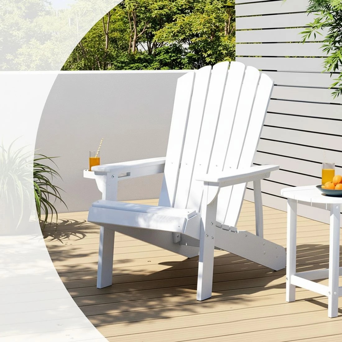 4 Gardeon Outdoor Chairs HDPE Adirondack Beach Chair Sun Lounge Patio Furniture - White, 4 of 6