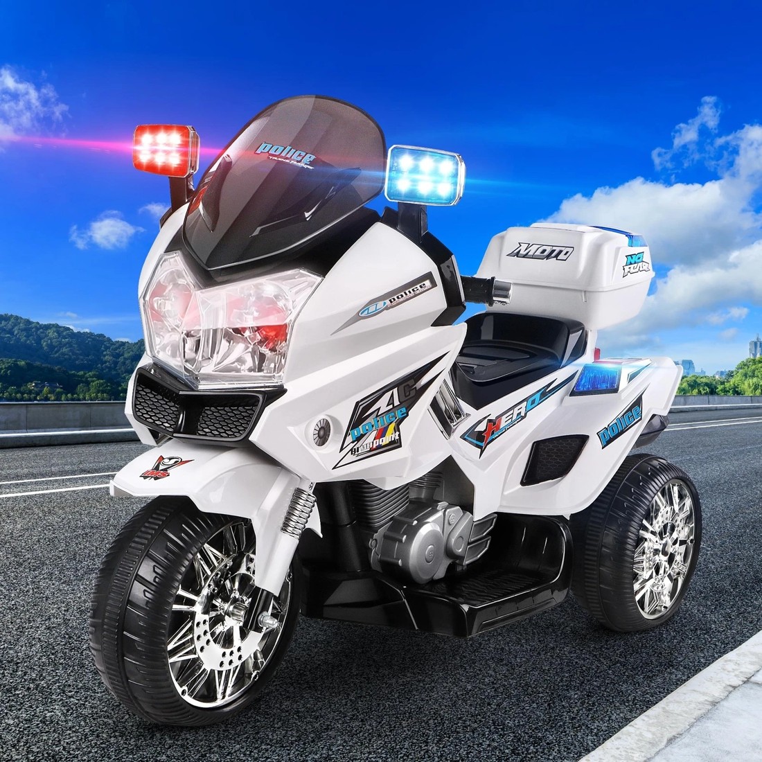 7 Alfordson Kids Ride On Car Patrol Motorcycle Electric 60W Motors BMW Inspired - White, 7 of 9