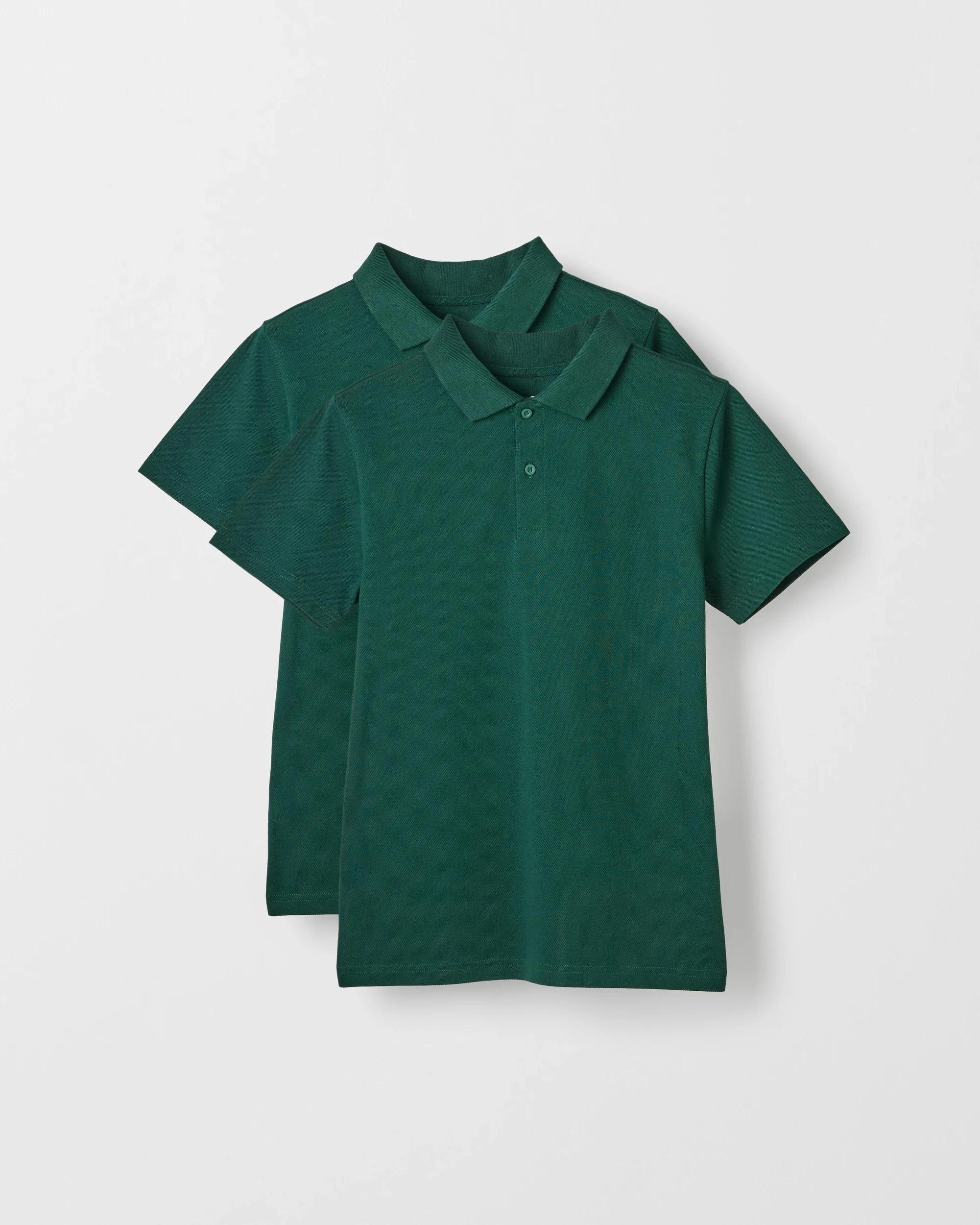 1 Target Australian Cotton 2 Pack Short Sleeve Polo T-Shirt BOTTLE GREEN, 1 of 3