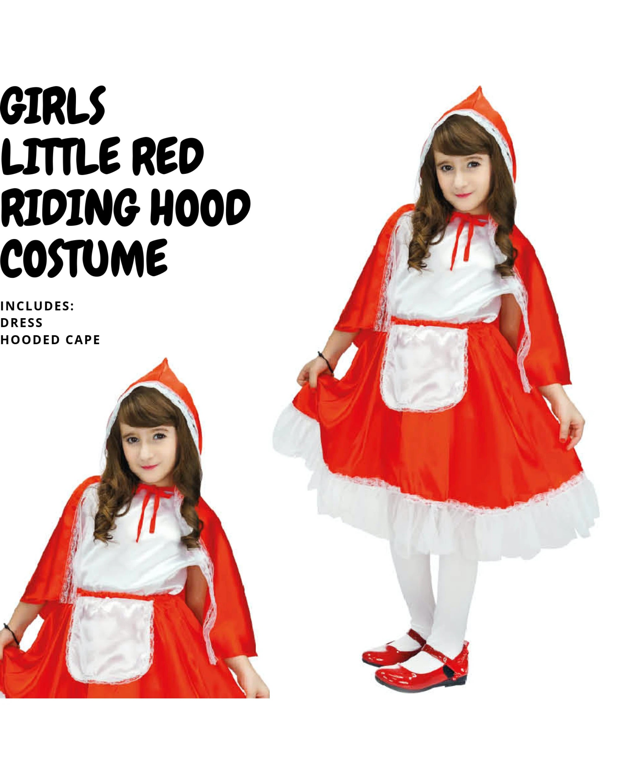 3 BR Costumes Deluxe Little Red Riding Hood Costume for Kids, 3 of 4