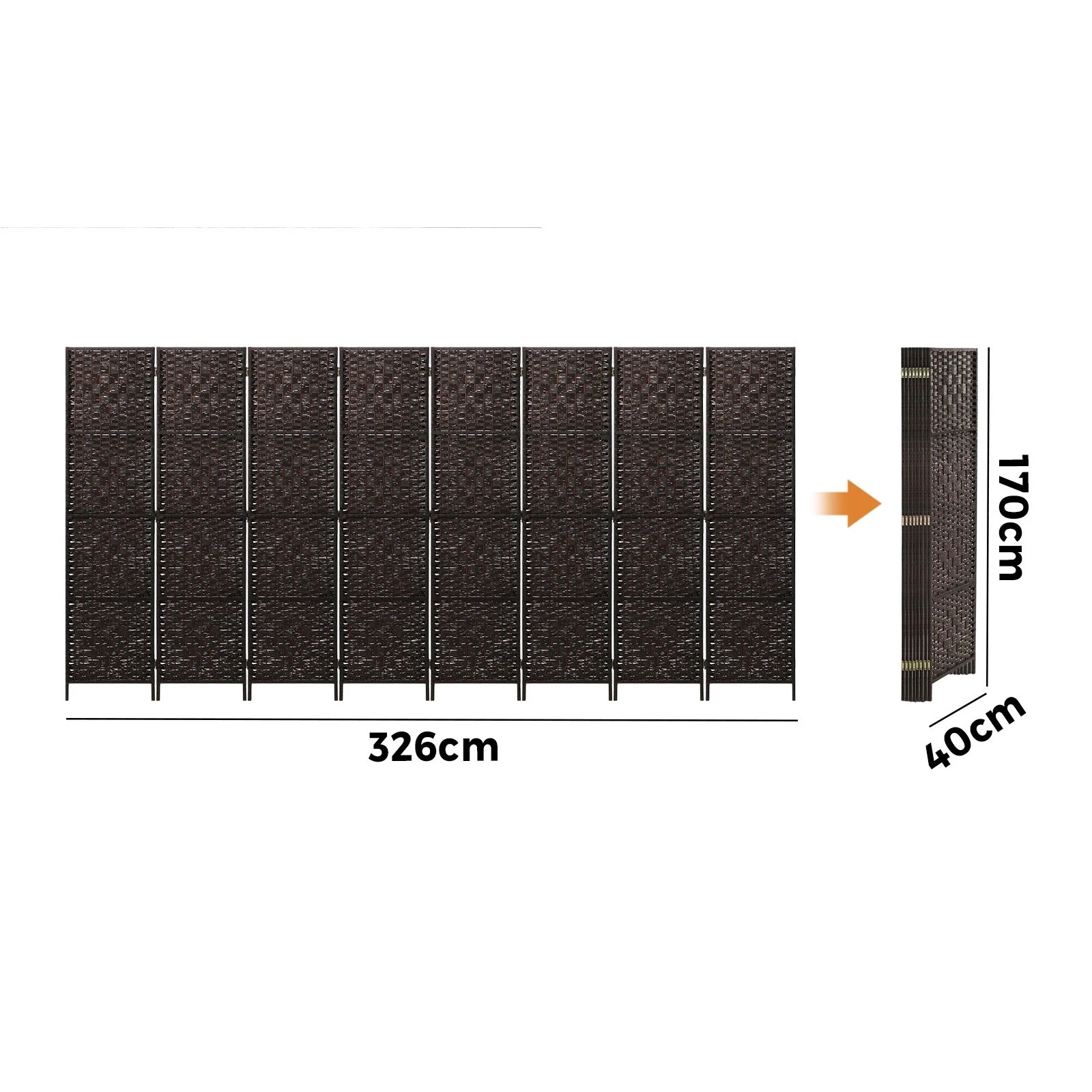 2 Oikiture 8 Panels Room Divider - Brown, 2 of 10