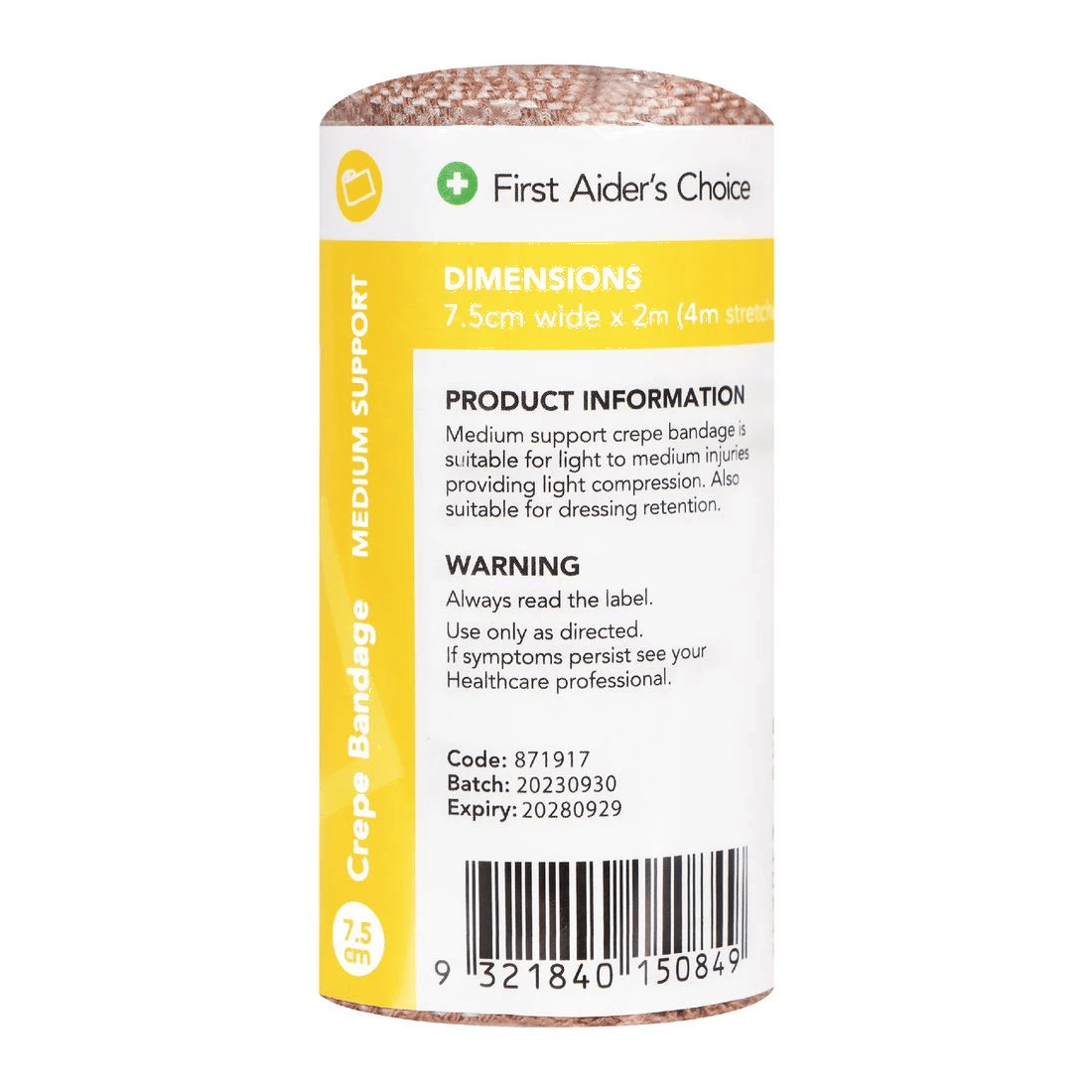 2 First Aiders Choice Medium Support Crepe Bandage 7.5cm, 2 of 2