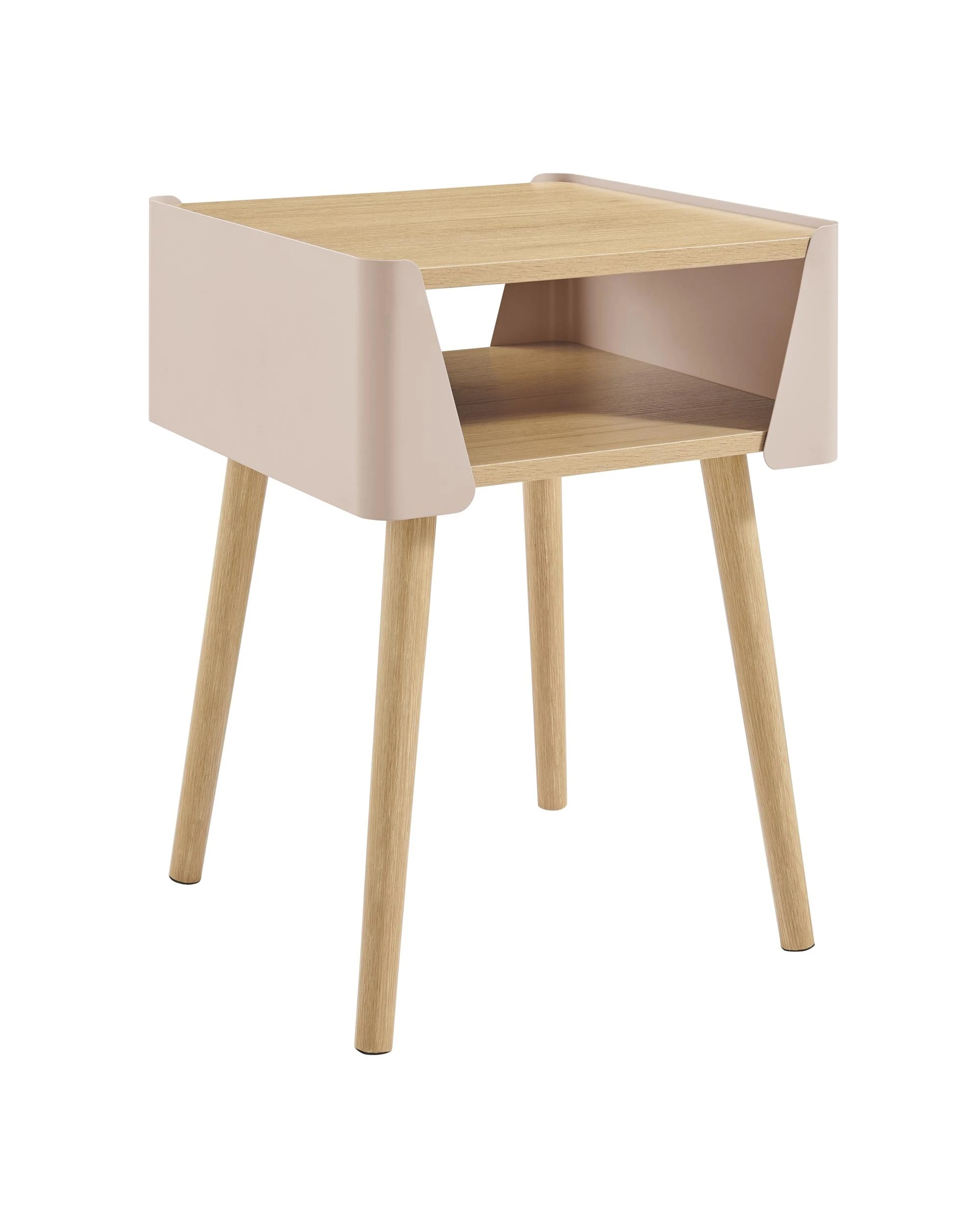 1 Kodu Side Table Bedside Shelf Square - Beige, 1 of 9