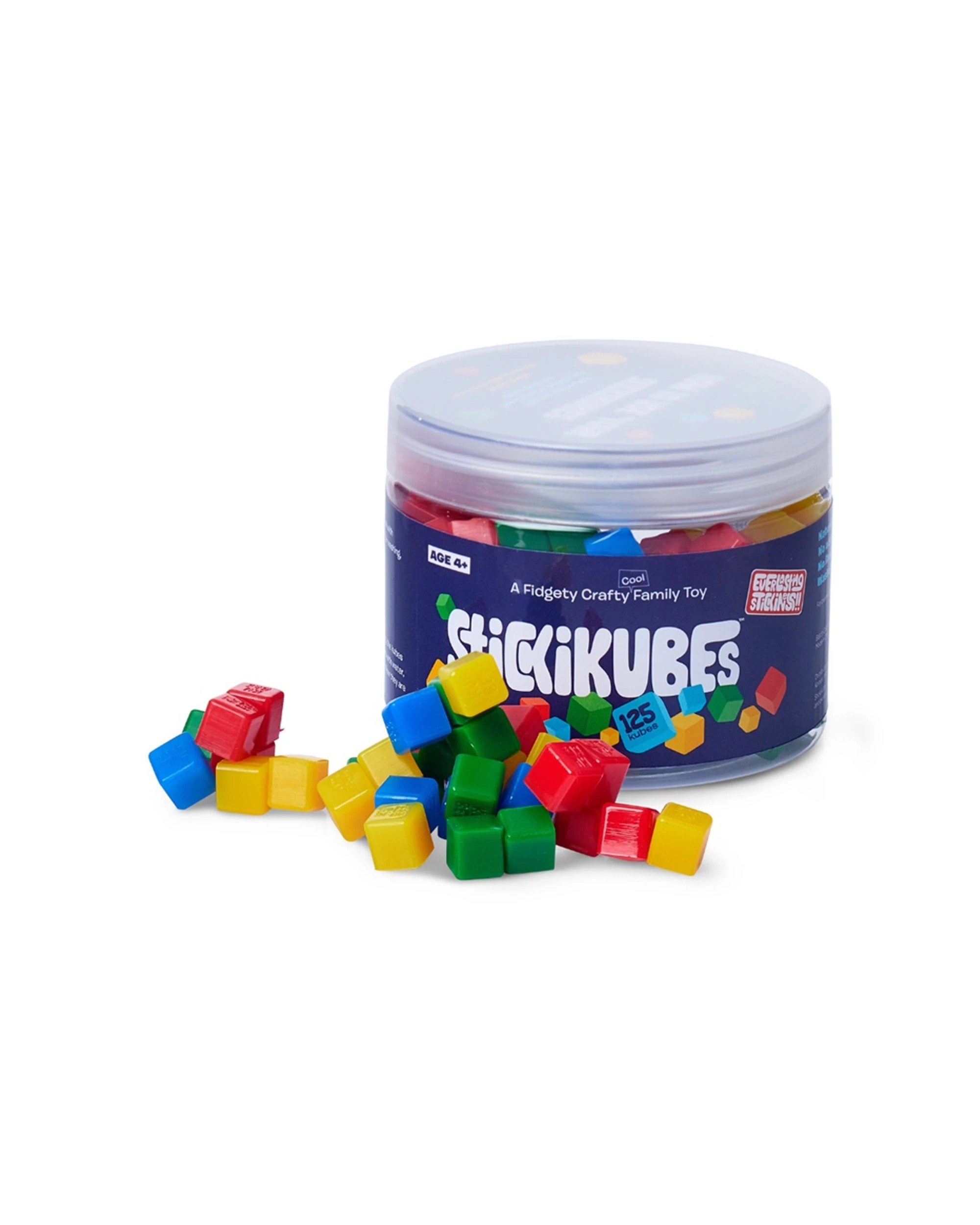 1 Stickikubes 125pc Original Tub Mini Cubes Kids Play Fidget Toy, 1 of 2