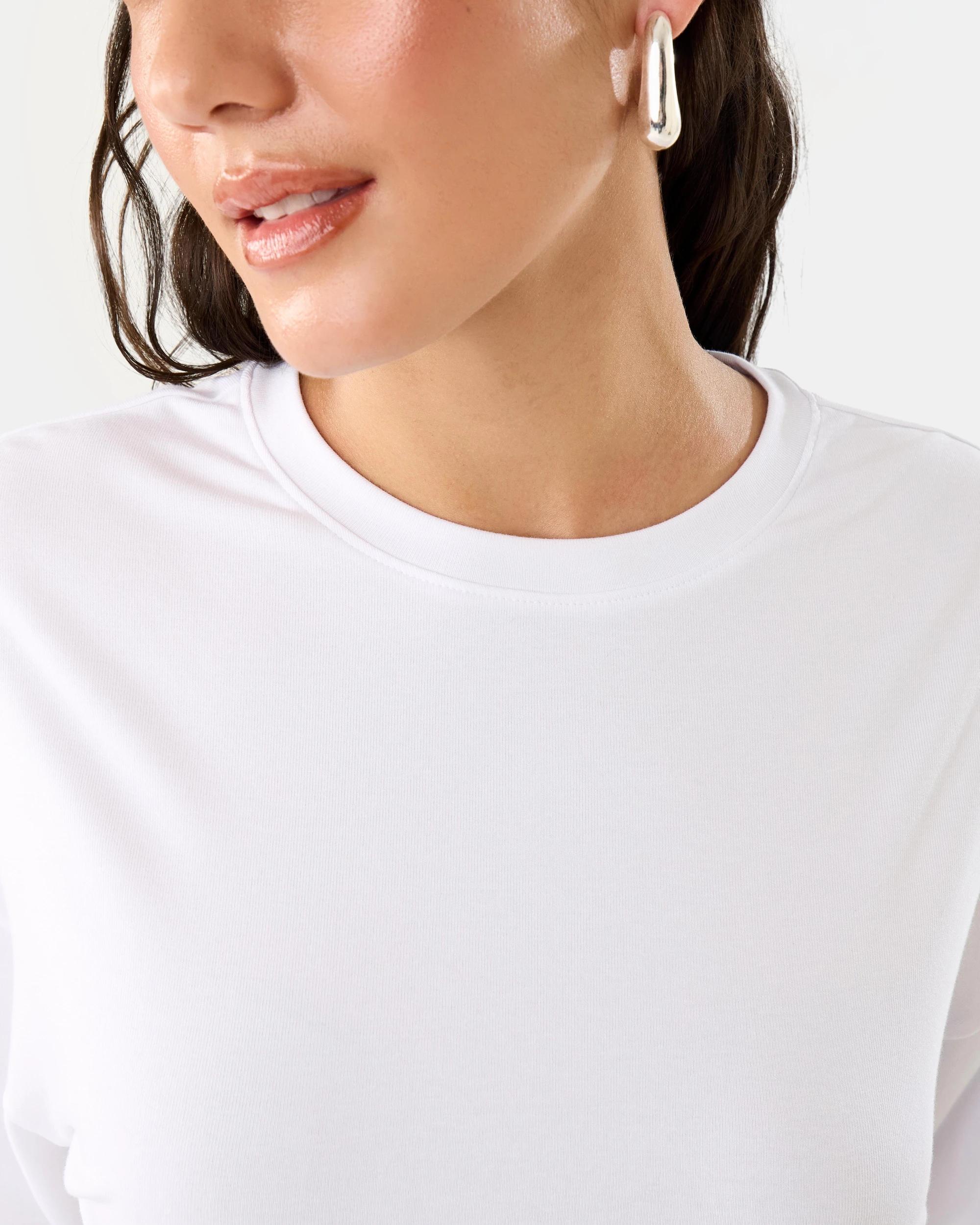 6 Long Sleeve Fitted Top White, 6 of 8