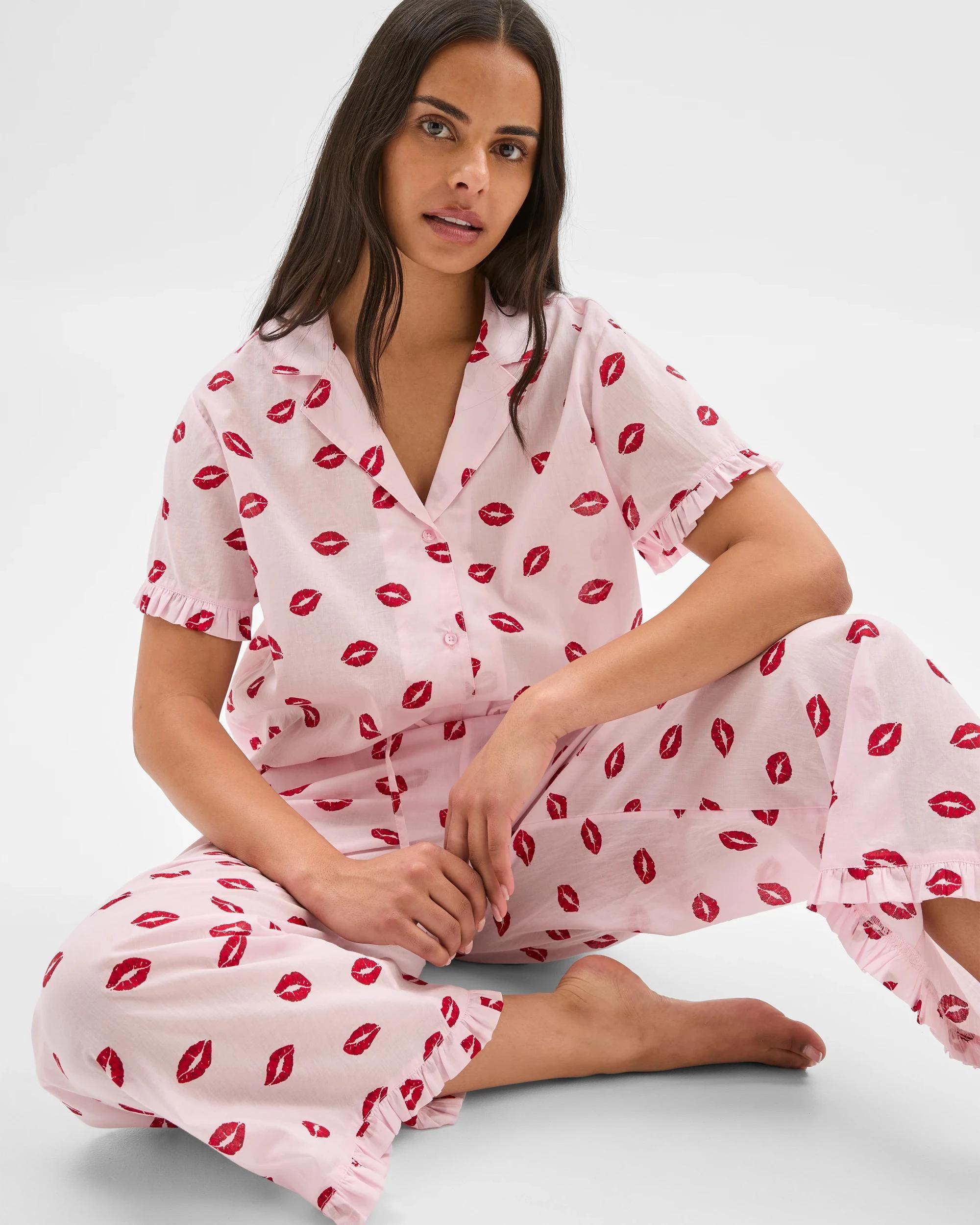 4 Target Woman Australian Cotton Voile Shirt and Pants Pyjama Set SET LIPS, 4 of 4