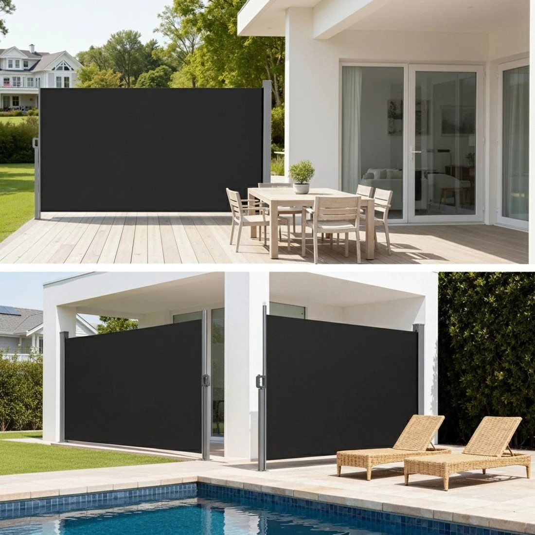 4 Instahut Side Awning Sun Shade Outdoor Retractable Privacy Screen 1.8X3M - Black, 4 of 8