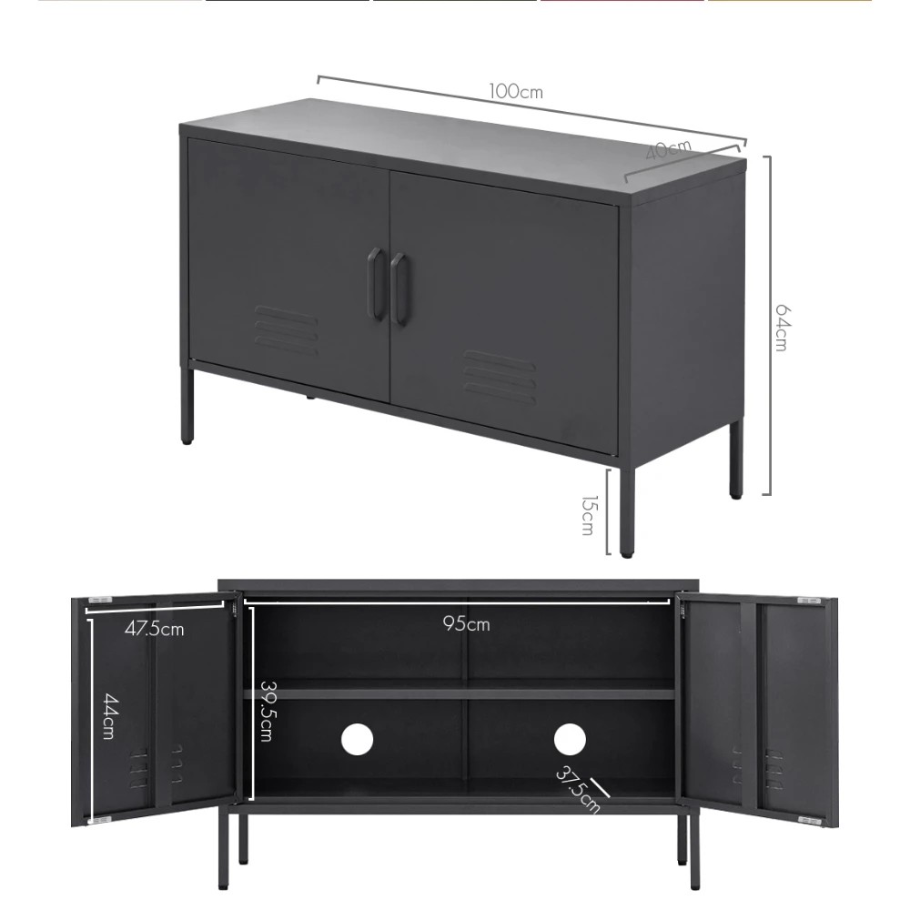 3 Artiss Buffet Sideboard Metal Cabinet - Black, 3 of 6