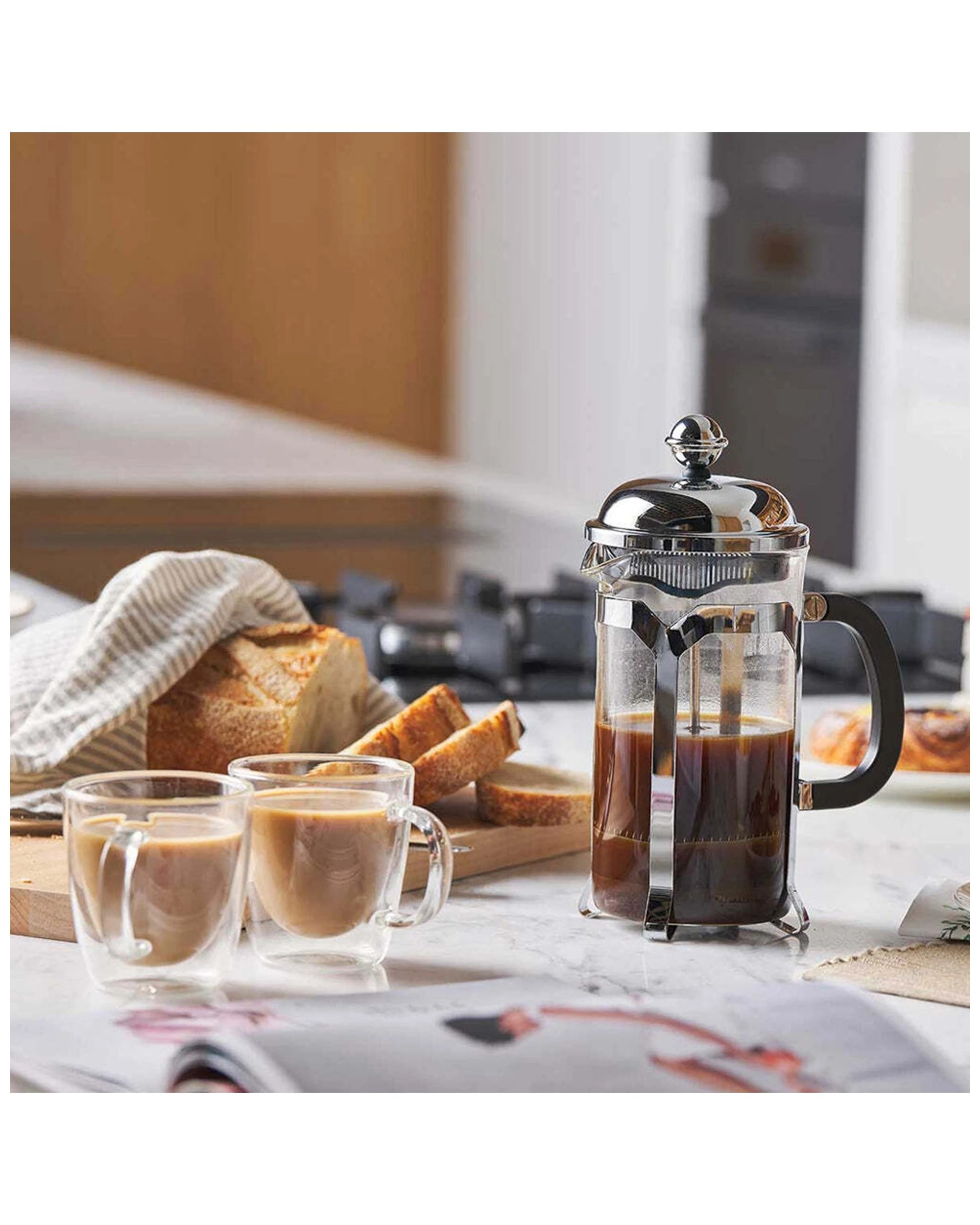 2 Avanti Domo 6-cup 800ml Coffee Plunger Stainless Steel Glass Heat Resistant
 - Plain, 2 of 3