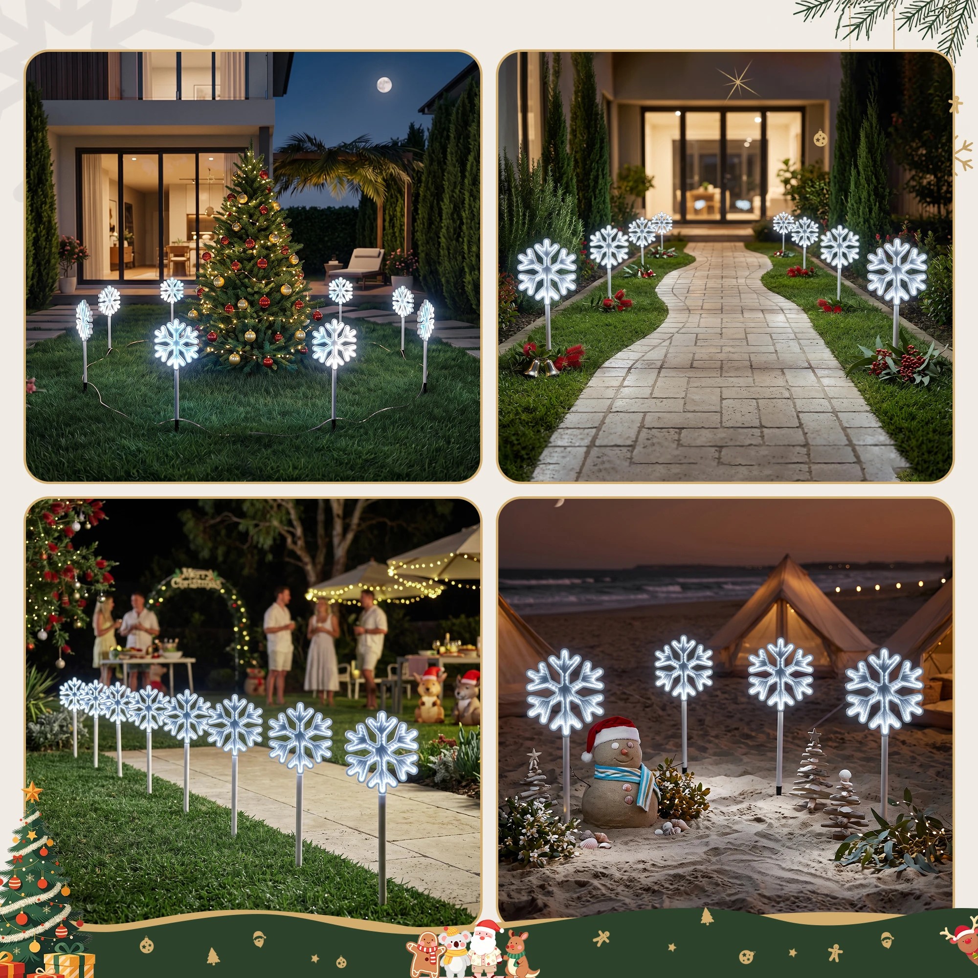 6 Jingle Jollys 4 Pack Christmas Lights Path Lights Garden Decoration Outdoor Pathway Lighting - White, 6 of 9