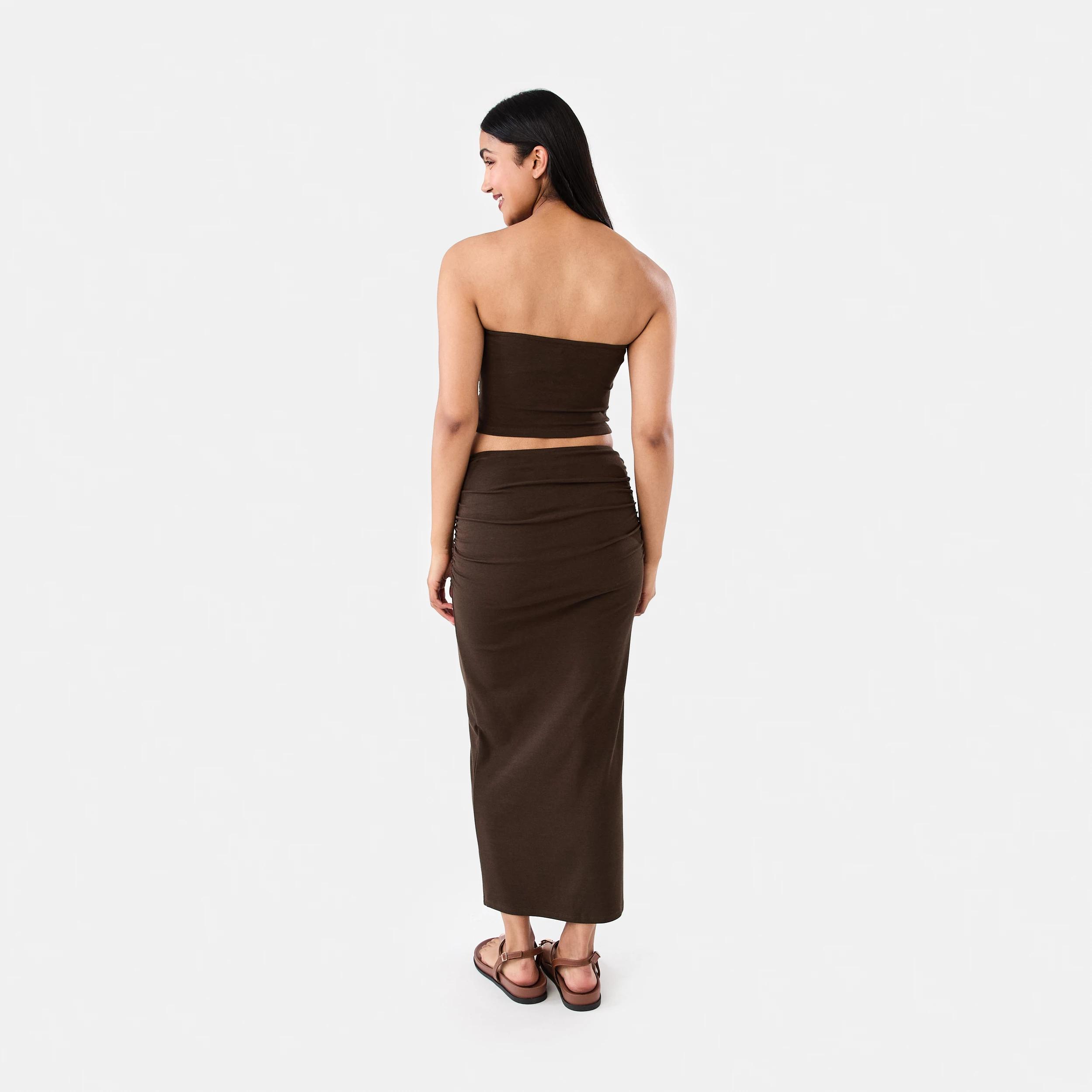 4 Trim Jersey Maxi Skirt Melt Brown, 4 of 5