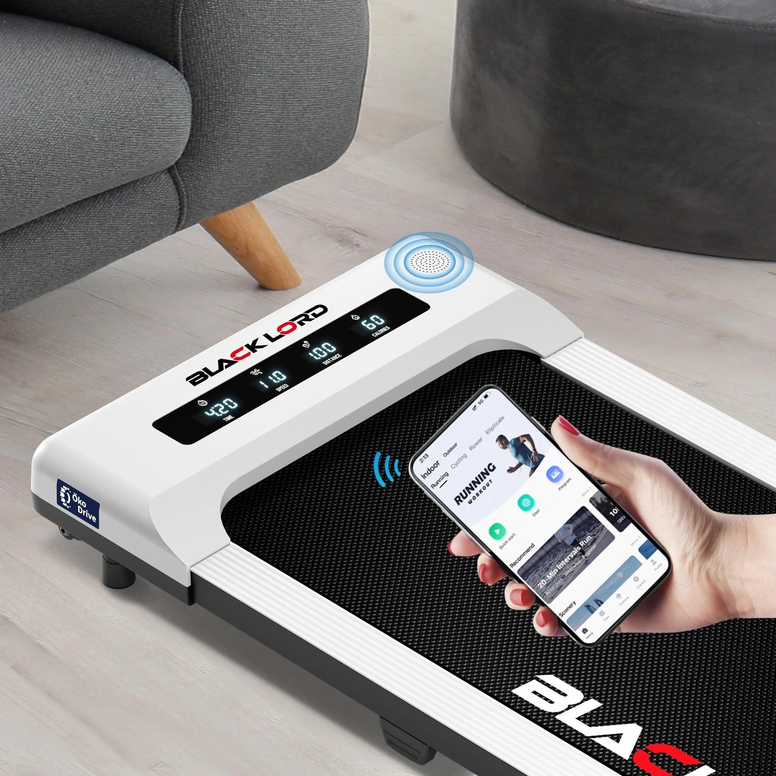 3 Black Lord Treadmill Electric Walking Pad Under Desk Home Gym 40cm Belt - White, 3 of 10