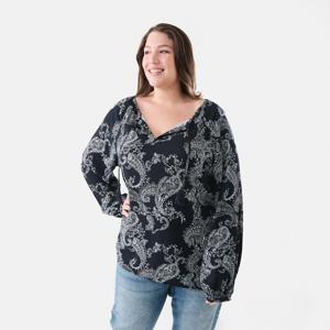 Curve Long Sleeve Tassel Blouse