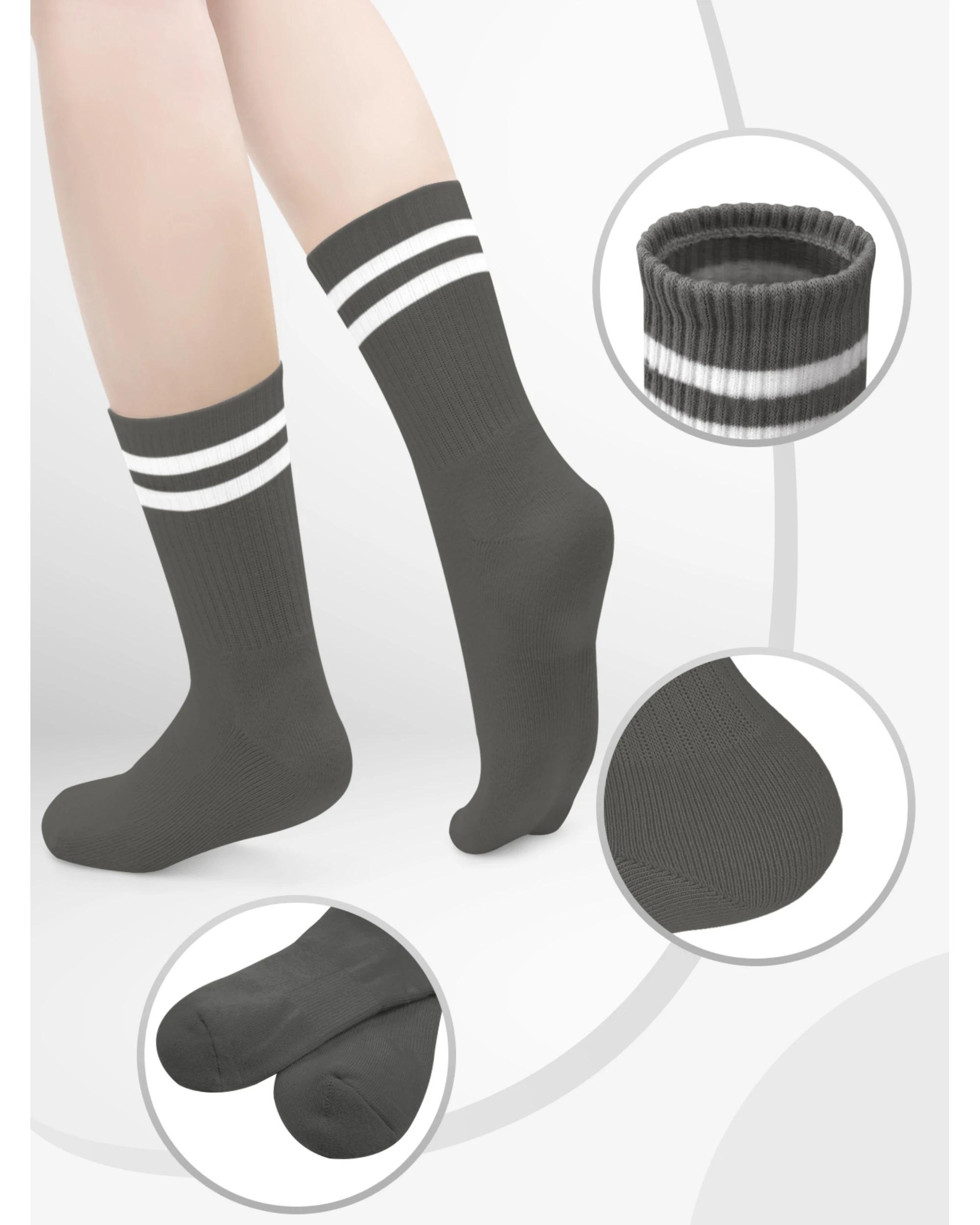 2 Advwin Small 3-Pair Crew Socks Black/Green/Blue Black/white/charcoal, 2 of 4