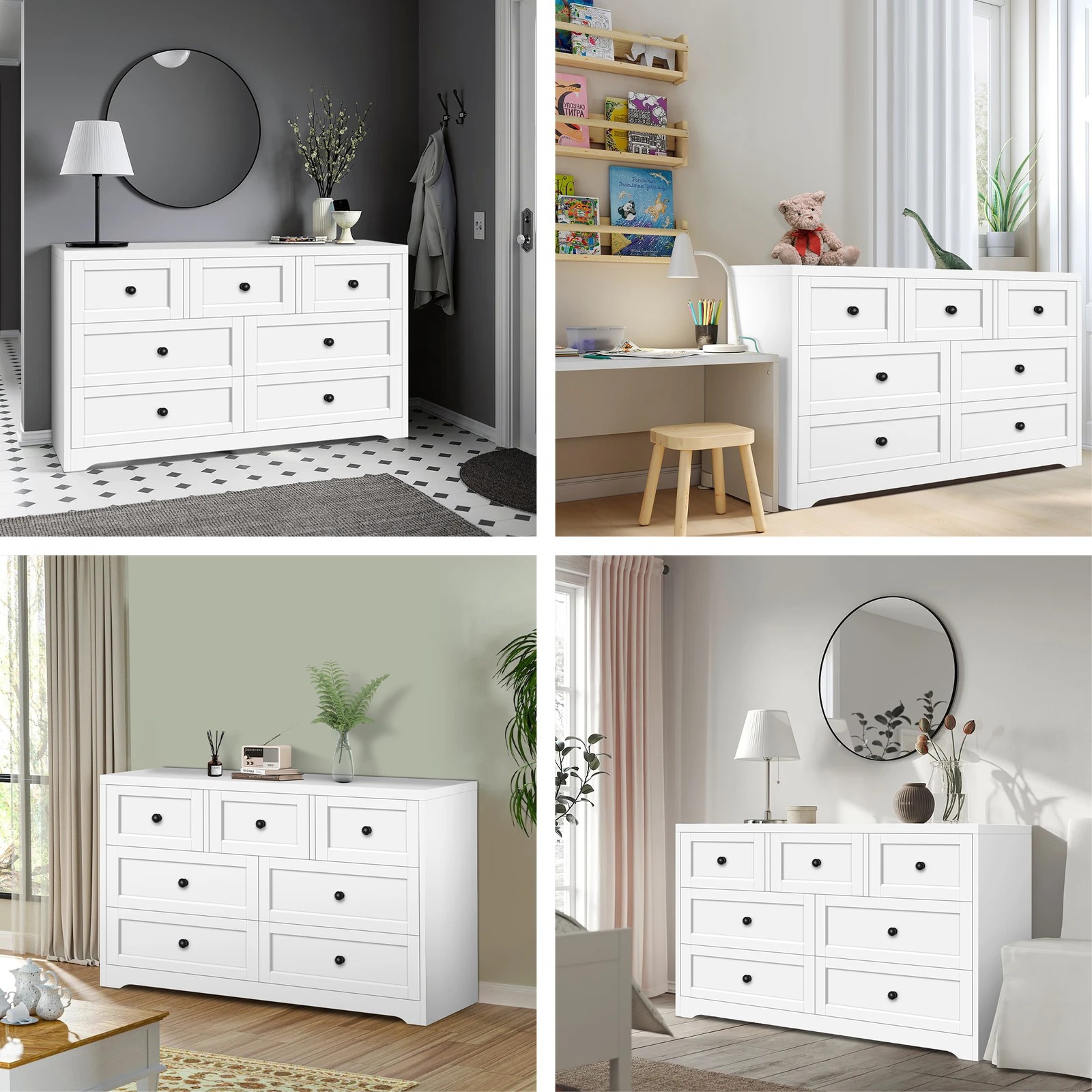 3 Alfordson 7 Chest of Drawers Hamptons Storage Cabinet Dresser Tallboy - White, 3 of 8