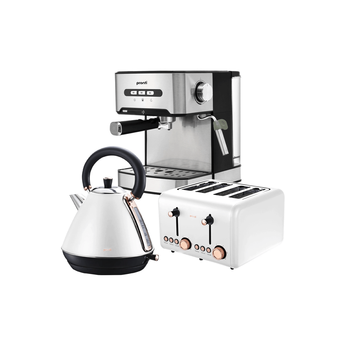 1 Pronti Toaster, Kettle And Coffee Machine Breakfast Set - White, 1 of 10