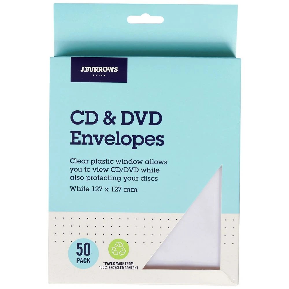 1 J.Burrows CD Envelopes White 50 Pack, 1 of 4