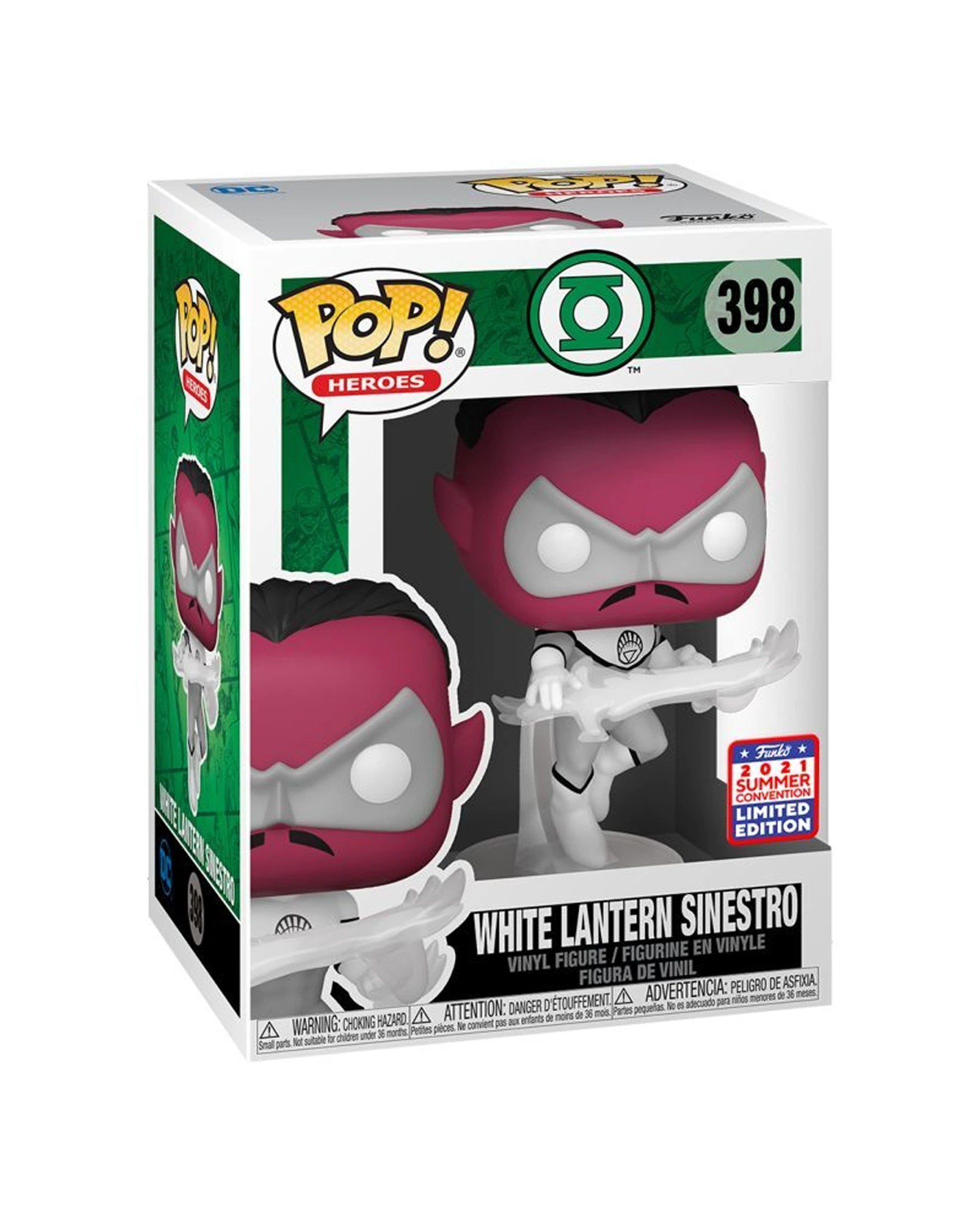 2 Pop Vinyl Figurine White Lantern Sinestro SDCC 2021 Exclusive 12cm Collectible - White, 2 of 3