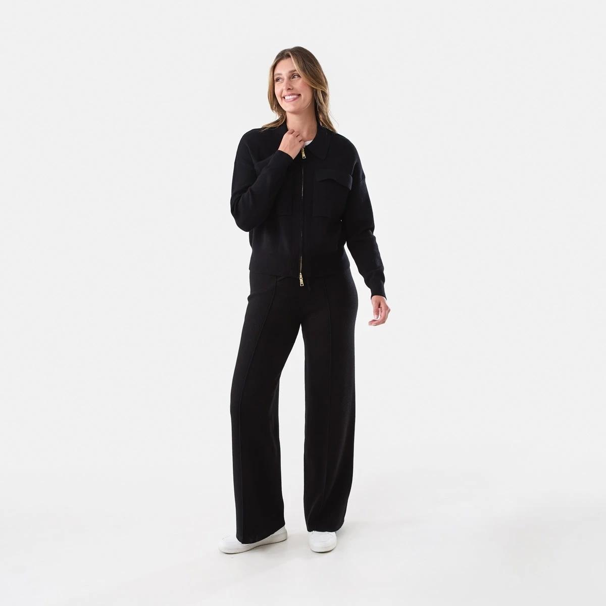 6 Seam Front True Knit Pants Black, 6 of 6