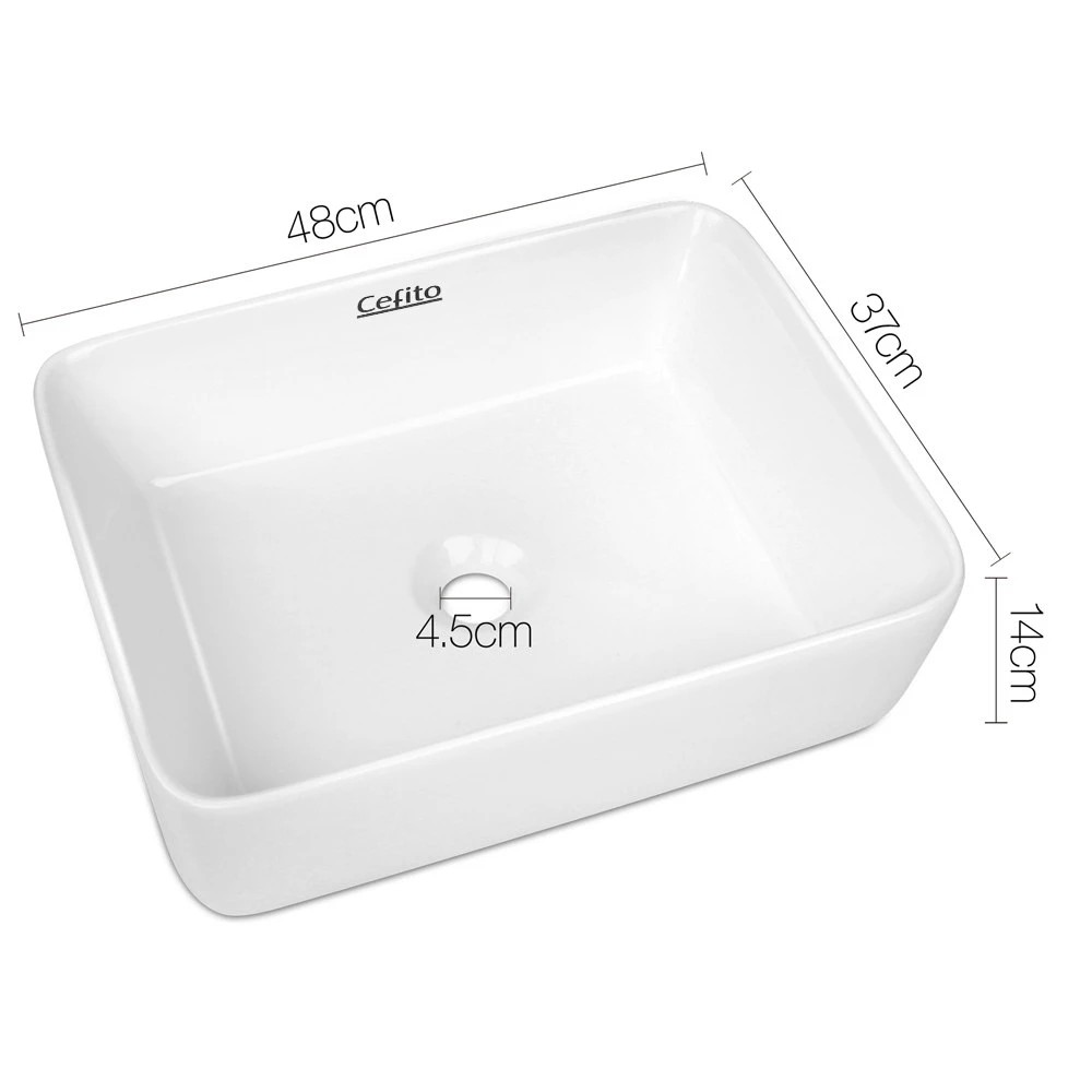 2 Cefito Bathroom Basin Ceramic Vanity Sink Hand Wash Bowl 48x37cm - White, 2 of 7
