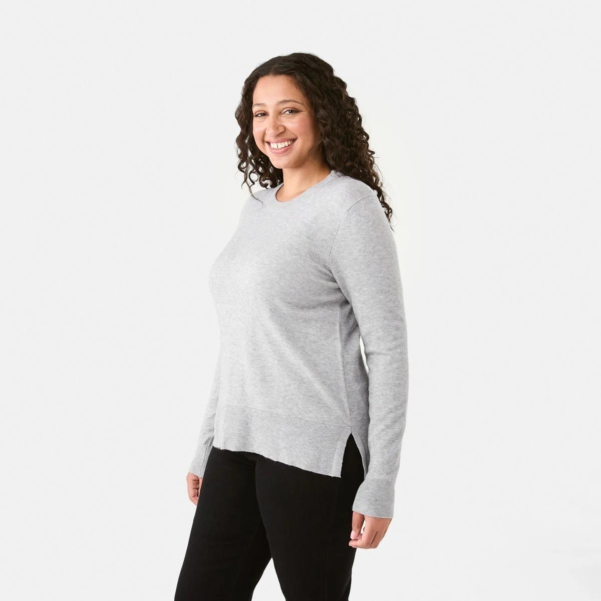 2 Crew Neck Lightweight Jumper Grey Marle, 2 of 7