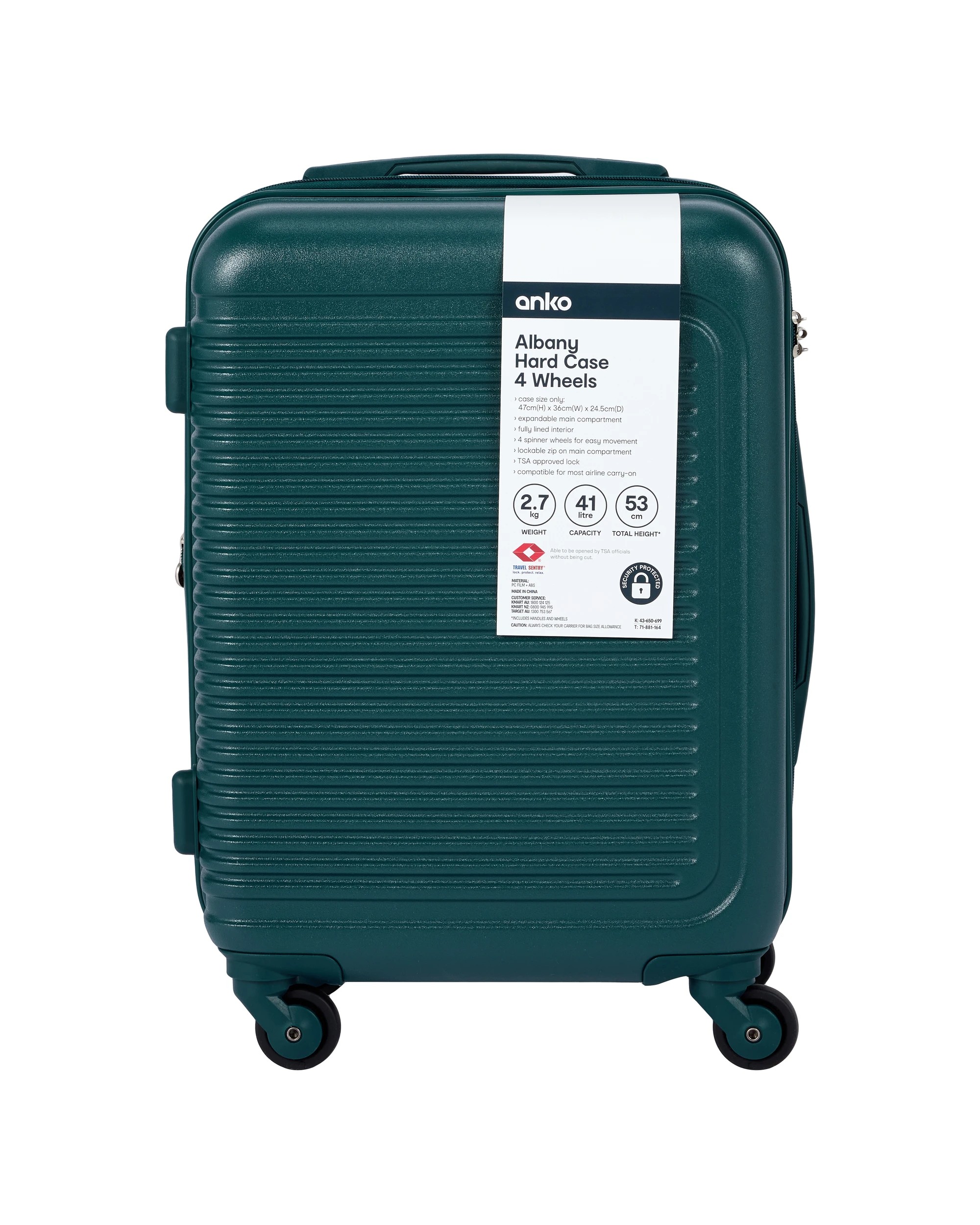 8 47cm Albany Hard Case 4 Wheels - Green, 8 of 8