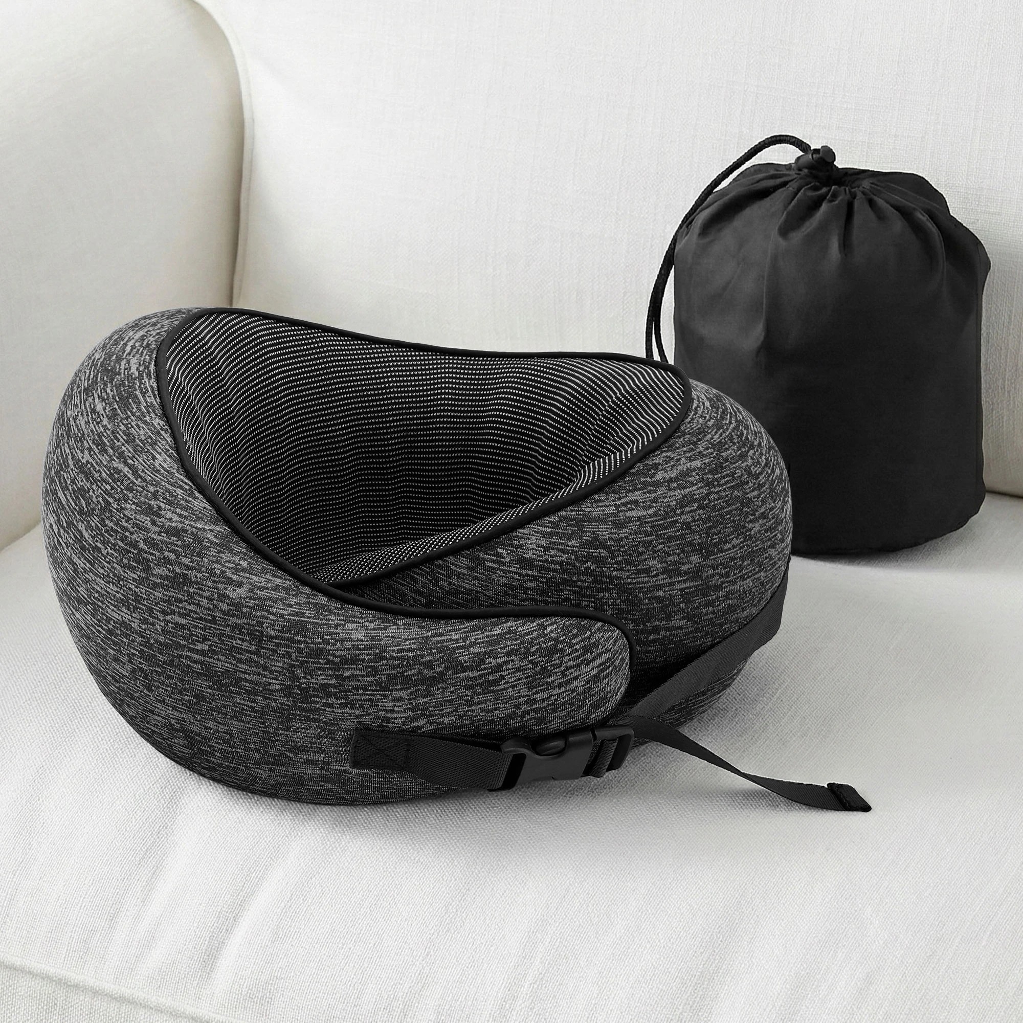 5 Wanderlite Travel Pillows Memory Foam Neck Pillow Portable with Bag - Grey, 5 of 5